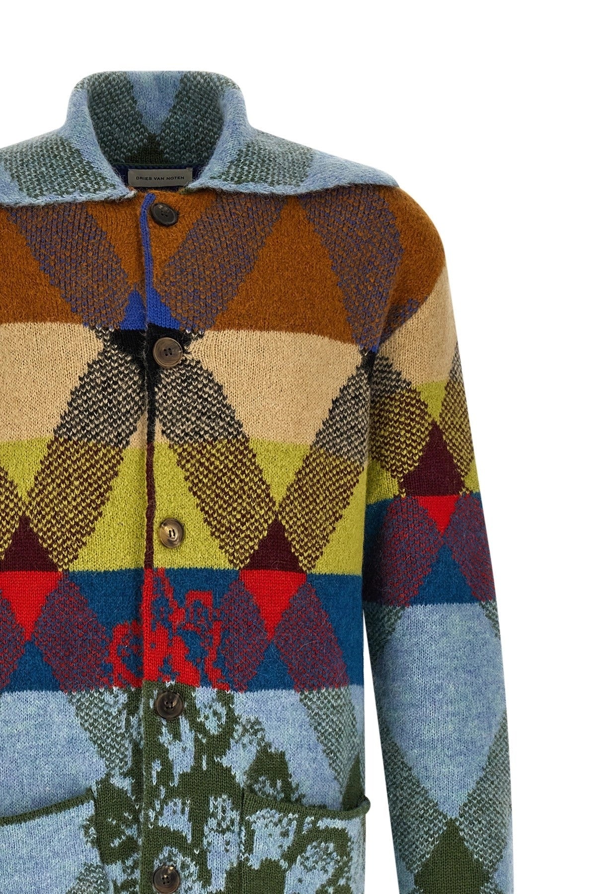 Dries Van Noten Patchwork Intarsia Cardigan