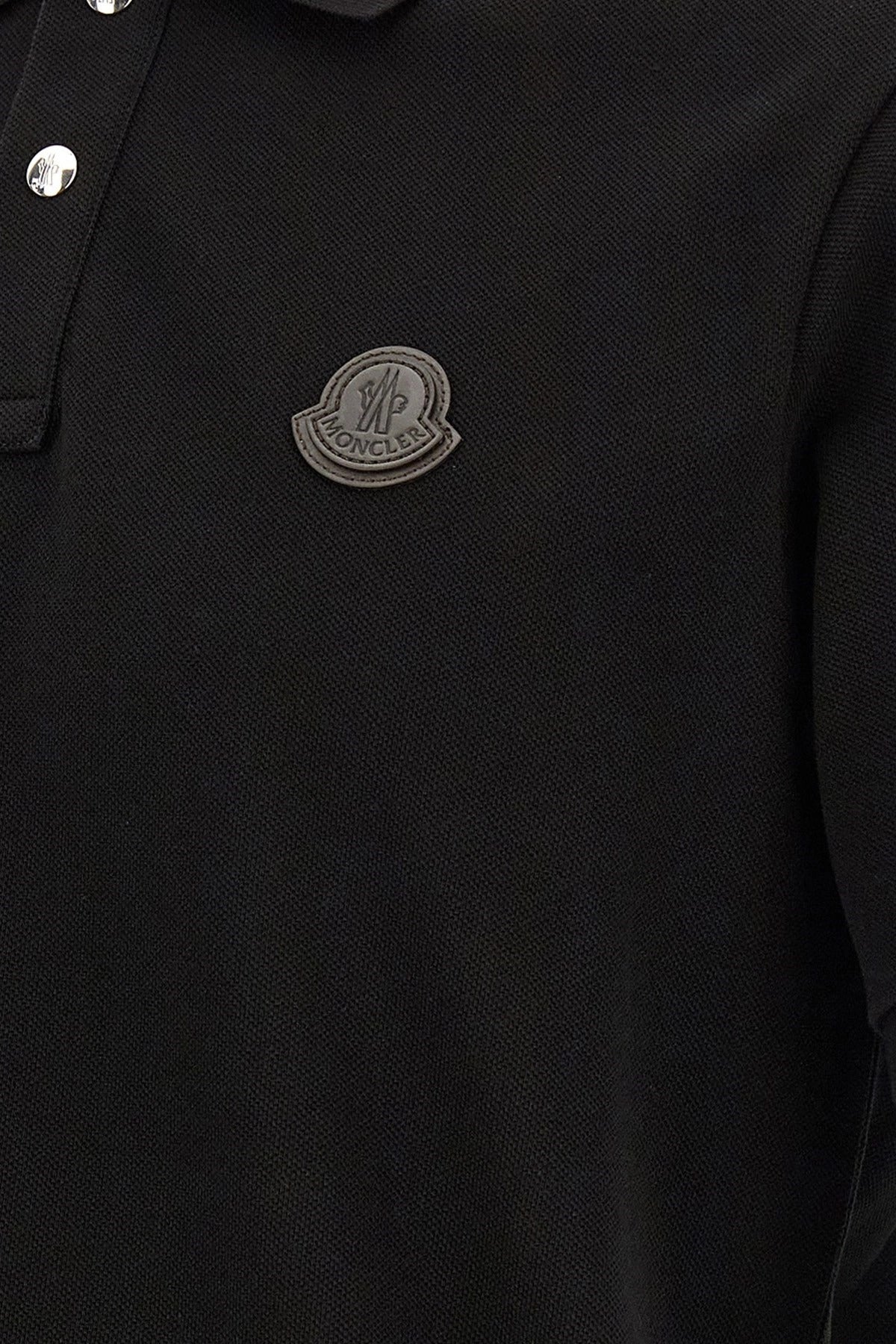 Moncler Leather Logo Patch Polo Shirt