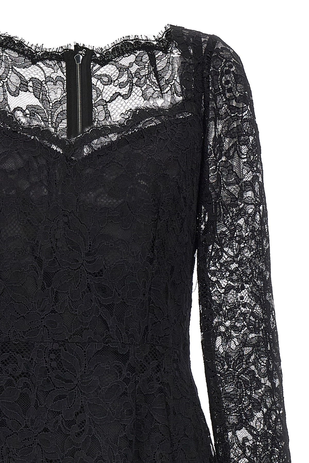Dolce & Gabbana Black Lace Midi Dress