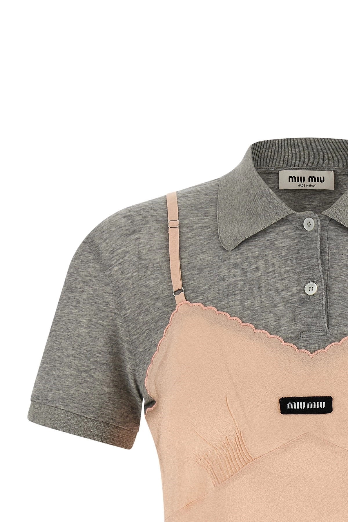 Miu Miu Silk Hybrid Polo Top