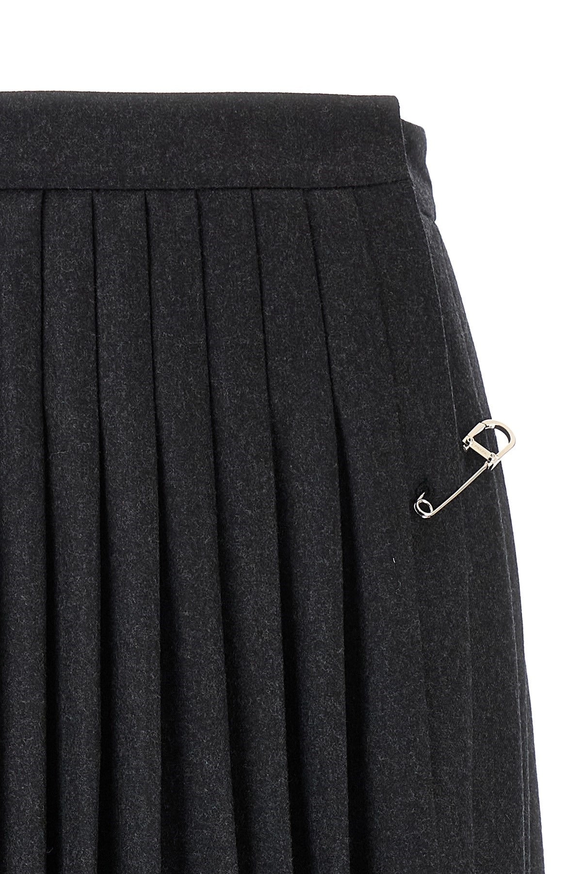 Prada Pleated Wool Midi Skirt