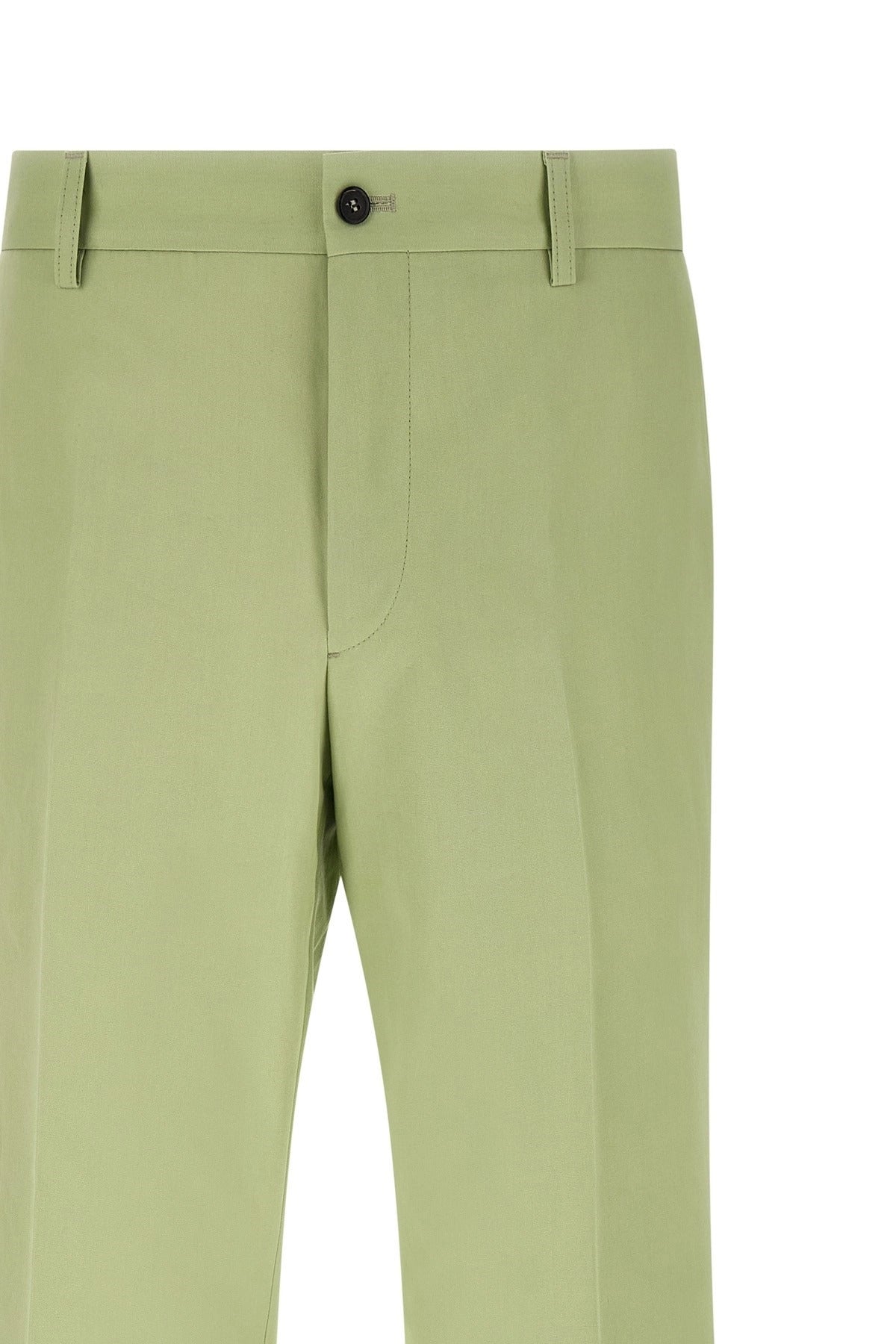 Prada Green Poplin Straight-Leg Pants