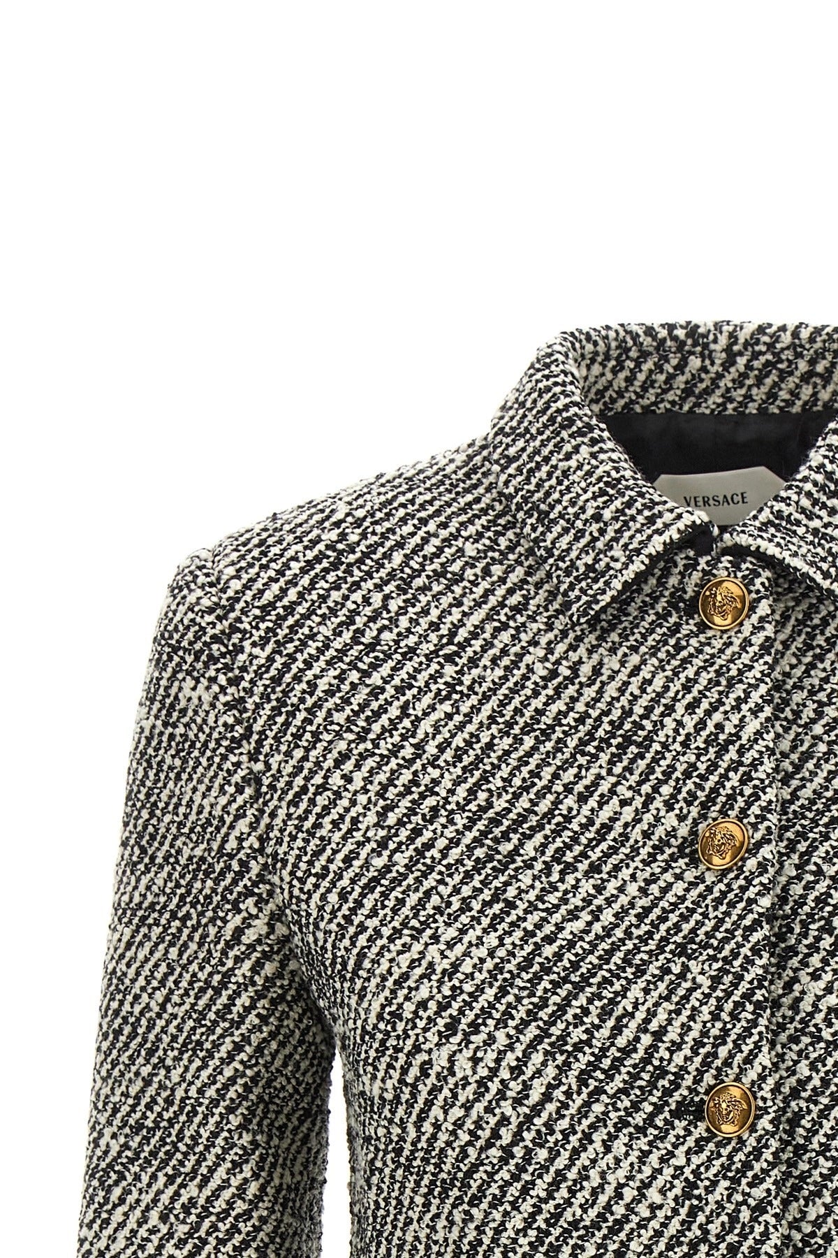Versace Bouclé Wool Blend Blouson Jacket