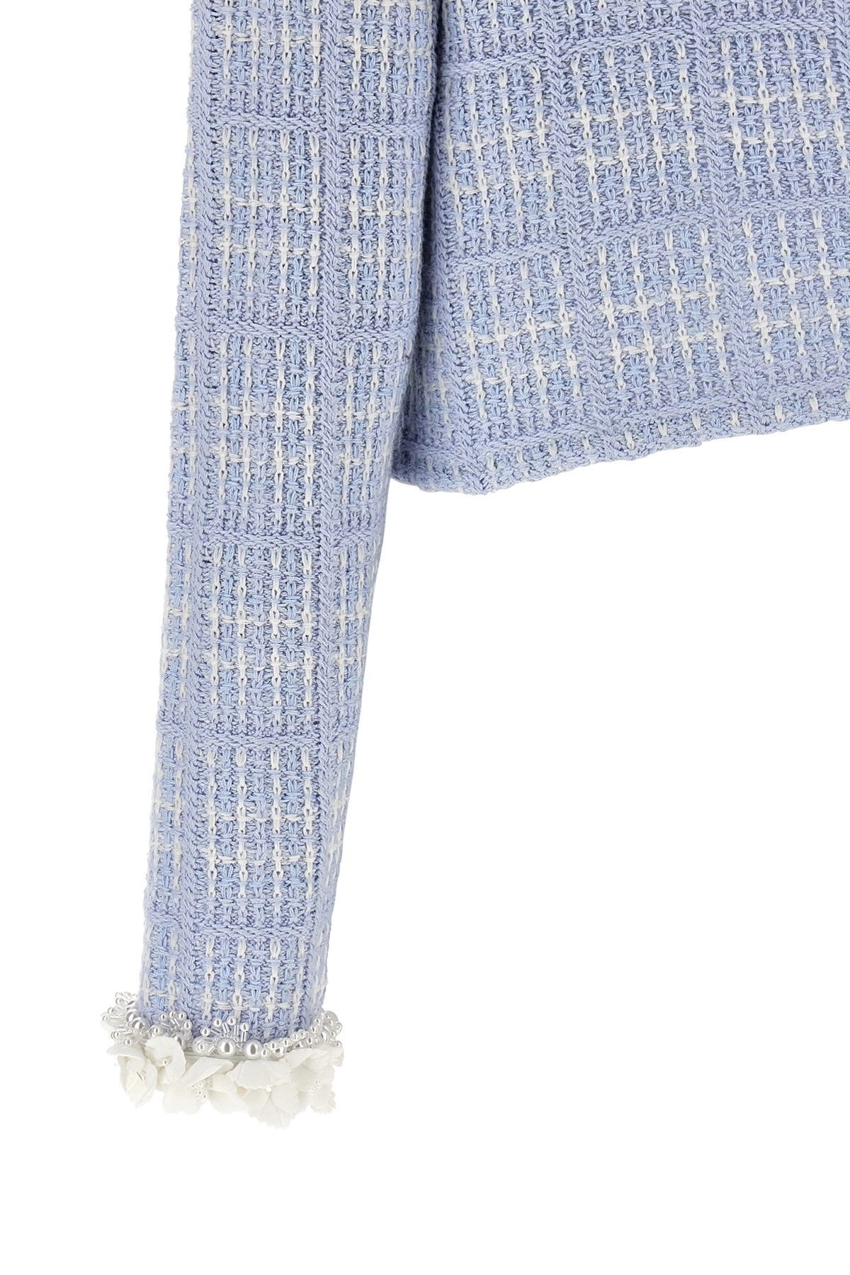 Self-Portrait Check Knit Cropped Jacket