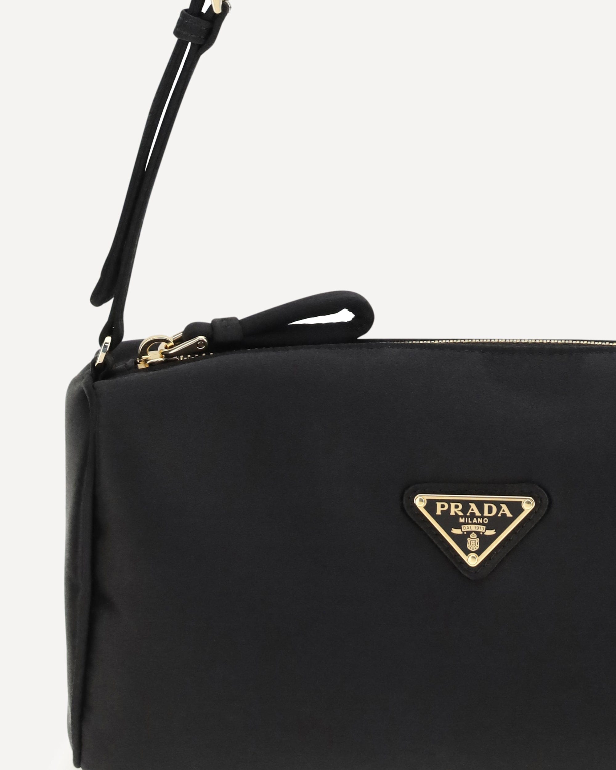 Prada Satin Shoulder Bag With Top Zip