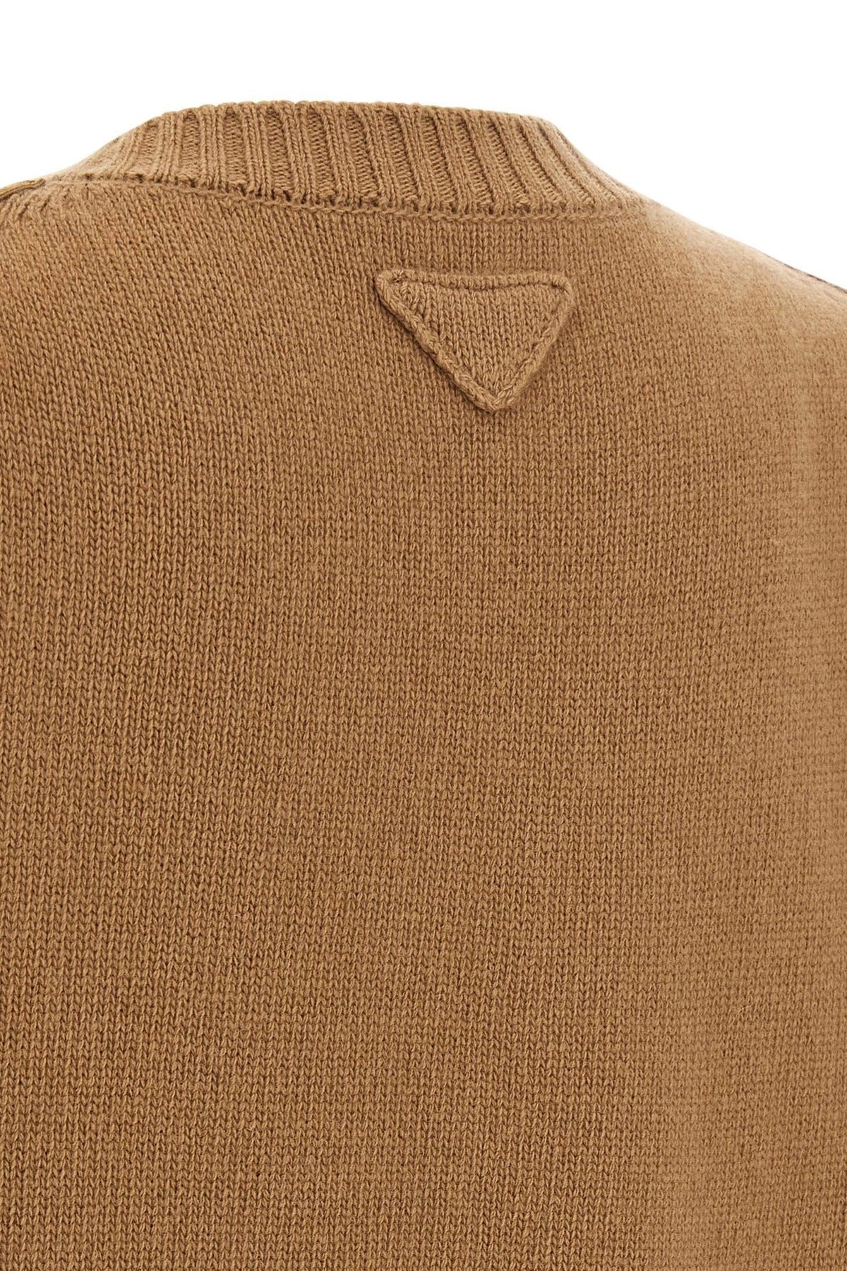 Prada Suede-Detail V-Neck Sweater