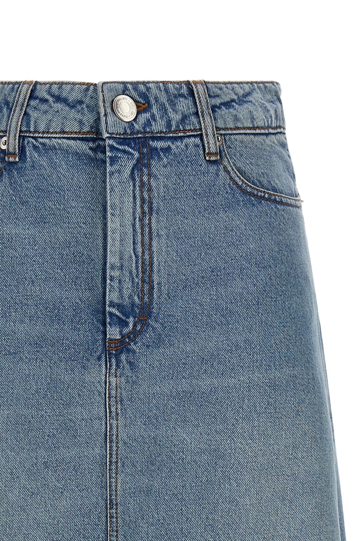 Ami Paris Trapeze Denim Midi Skirt