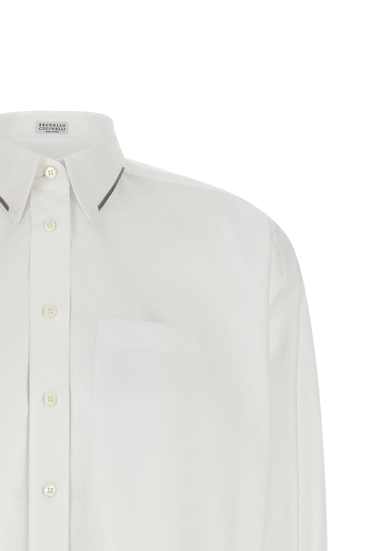 Brunello Cucinelli Brunello Cucinelli Shiny Trim Cropped Shirt