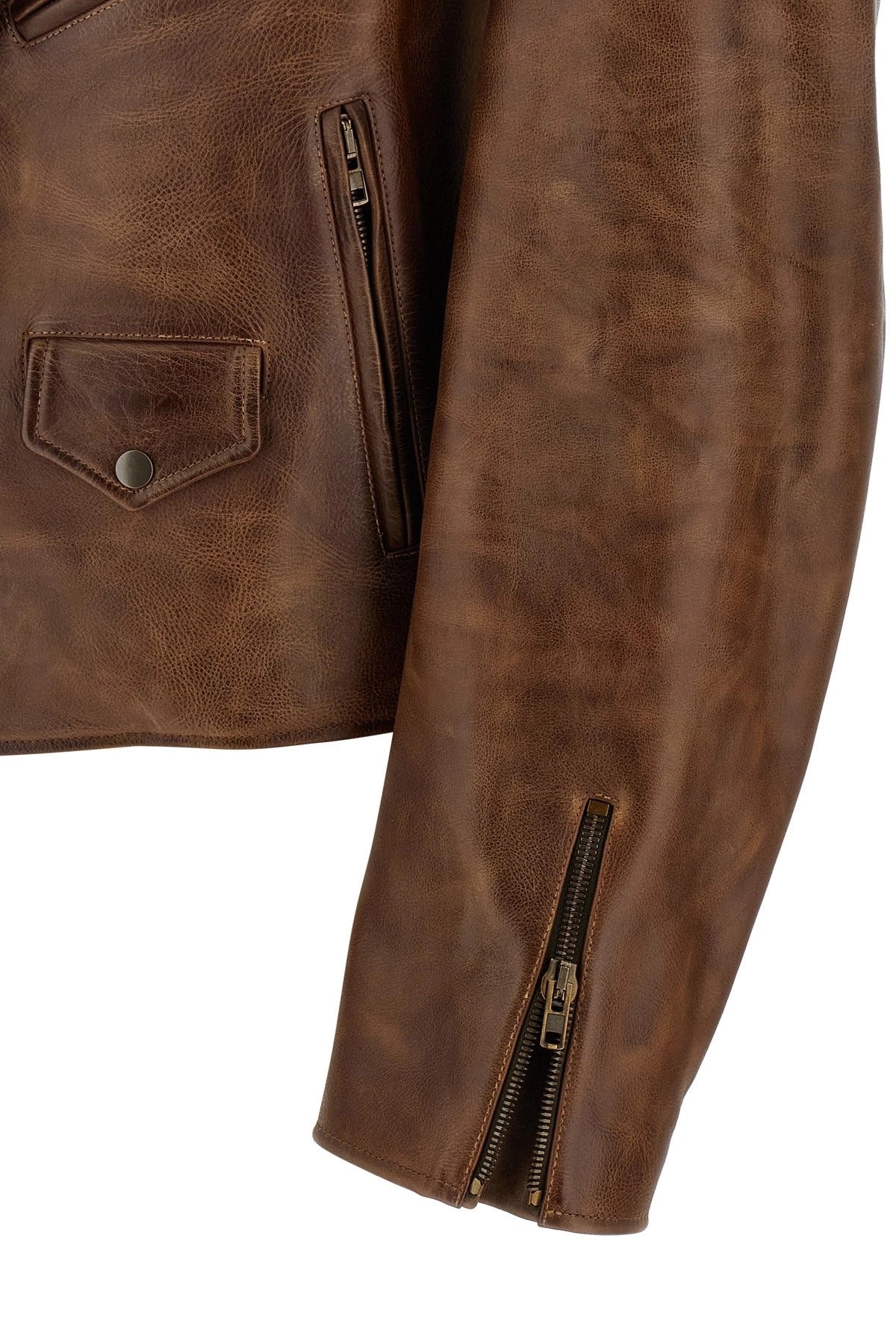 Maison Margiela Cropped Leather Biker Jacket