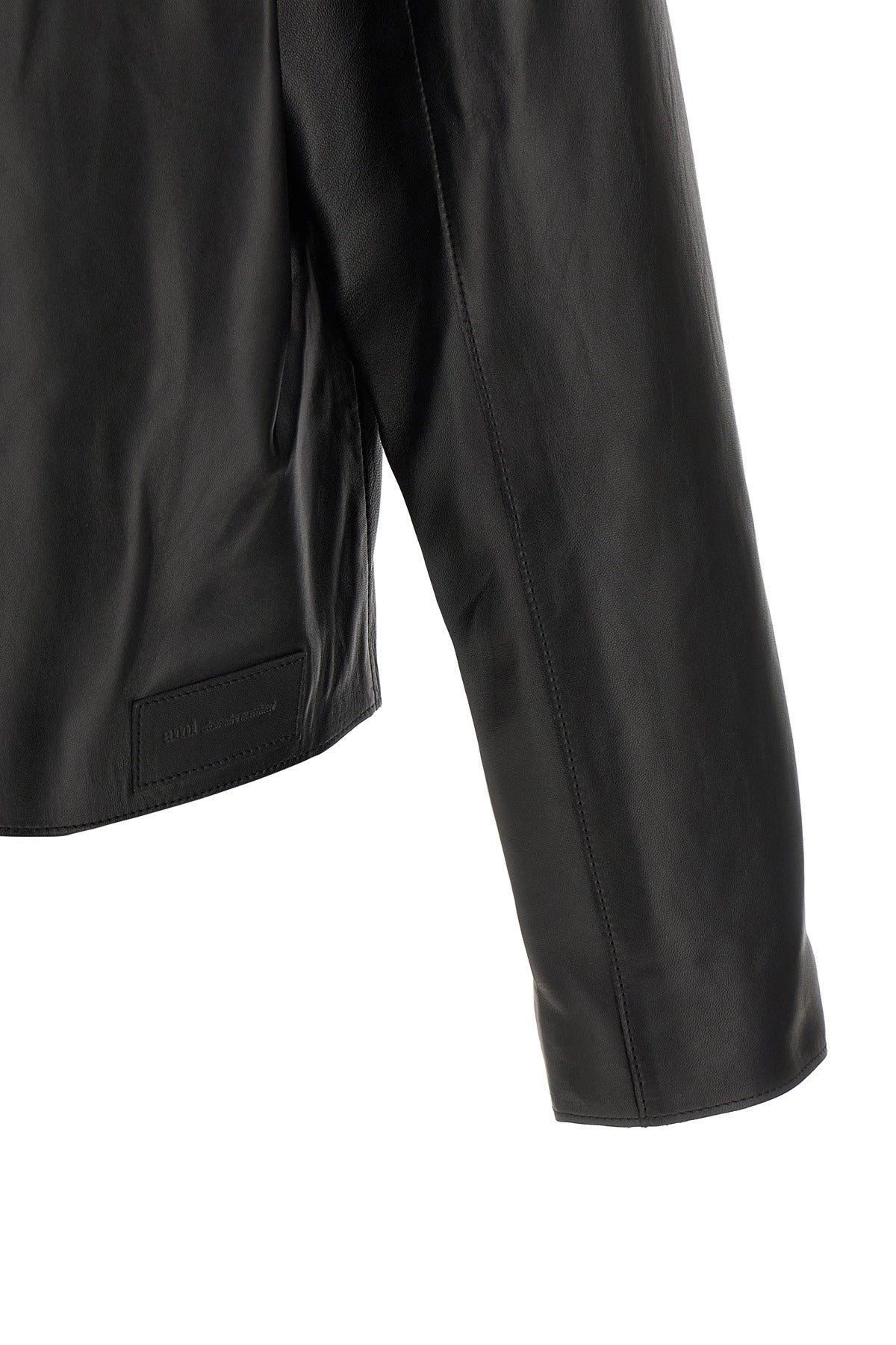 Ami Paris Black Lambskin Zip Jacket