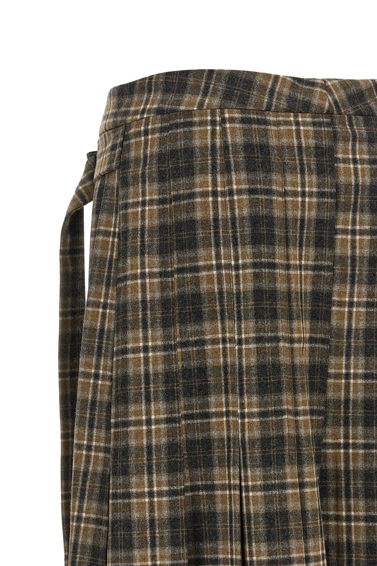 Brunello Cucinelli Pleated Tartan Maxi Skirt
