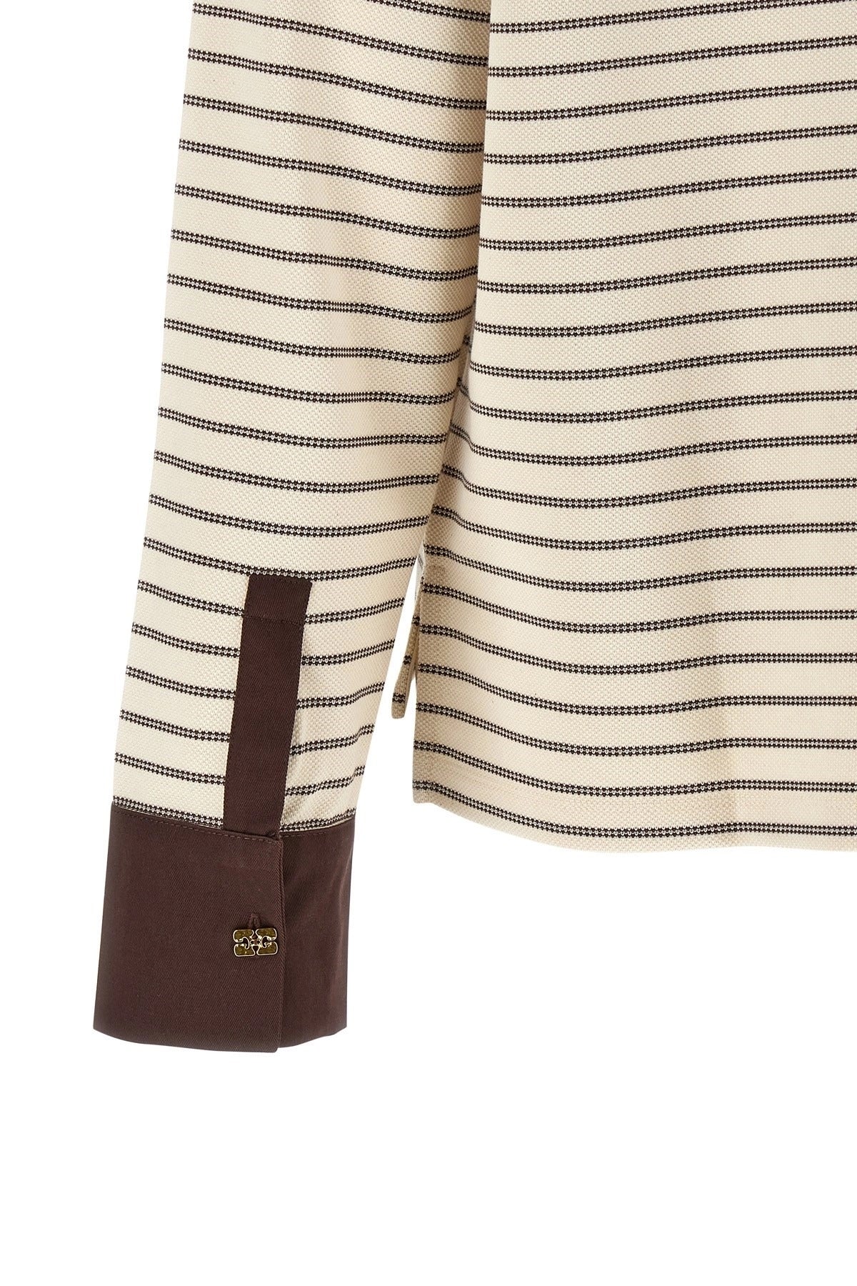 Ganni Striped Cotton Polo Shirt
