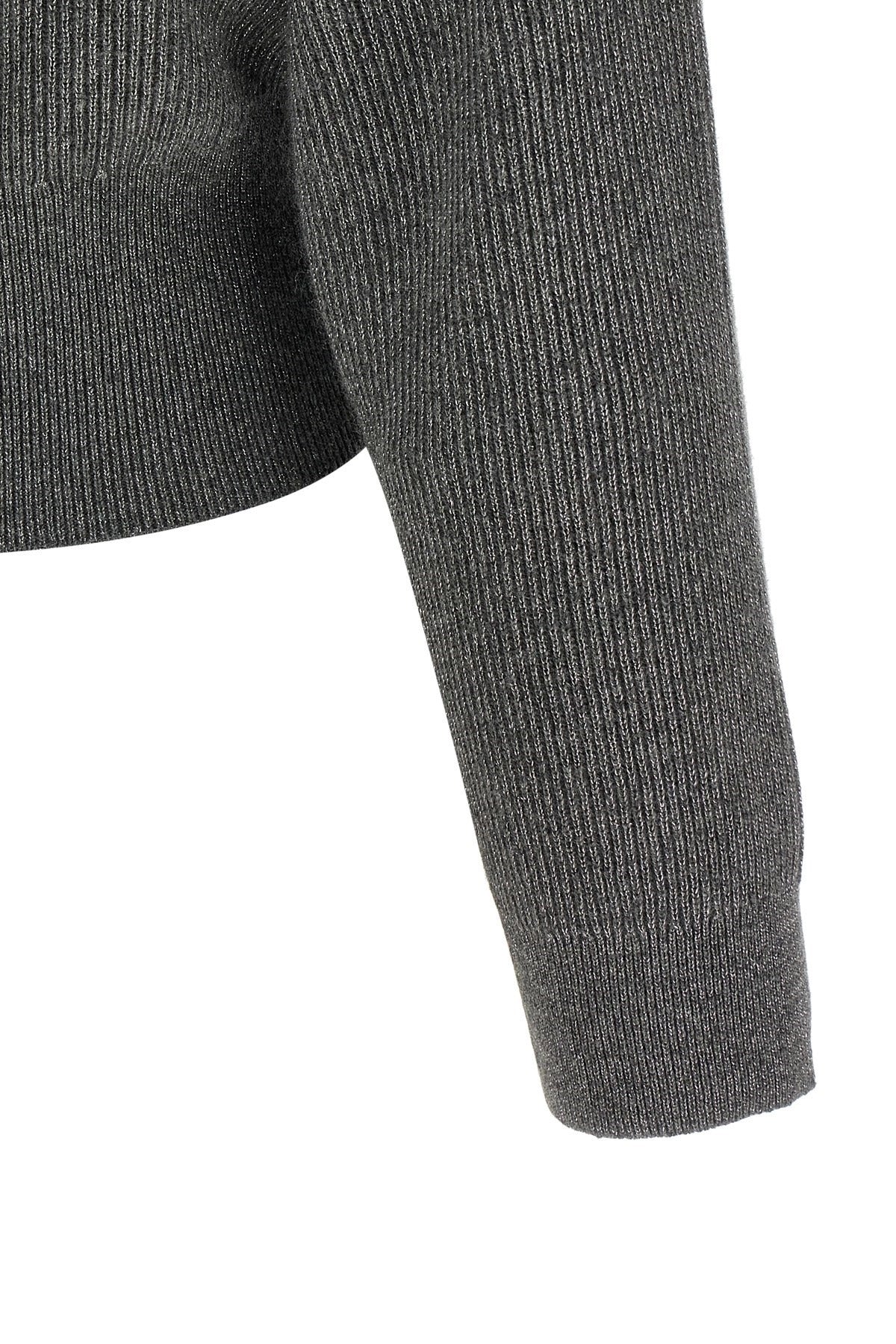 Brunello Cucinelli Ribbed Cardigan With Leather Detail