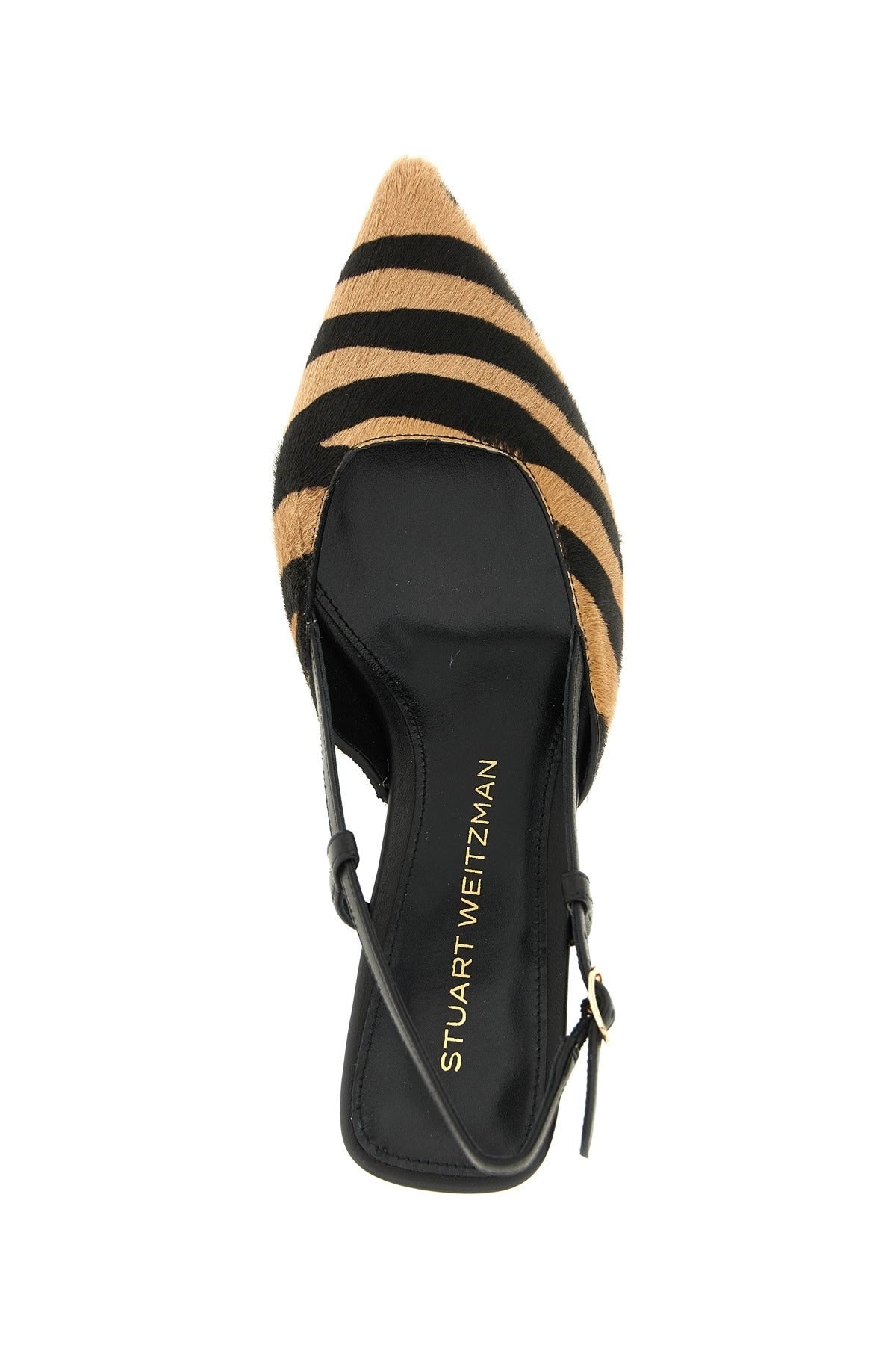Stuart Weitzman Vinnie Pony Hair أحذية مفتوحة الخلف بحزام