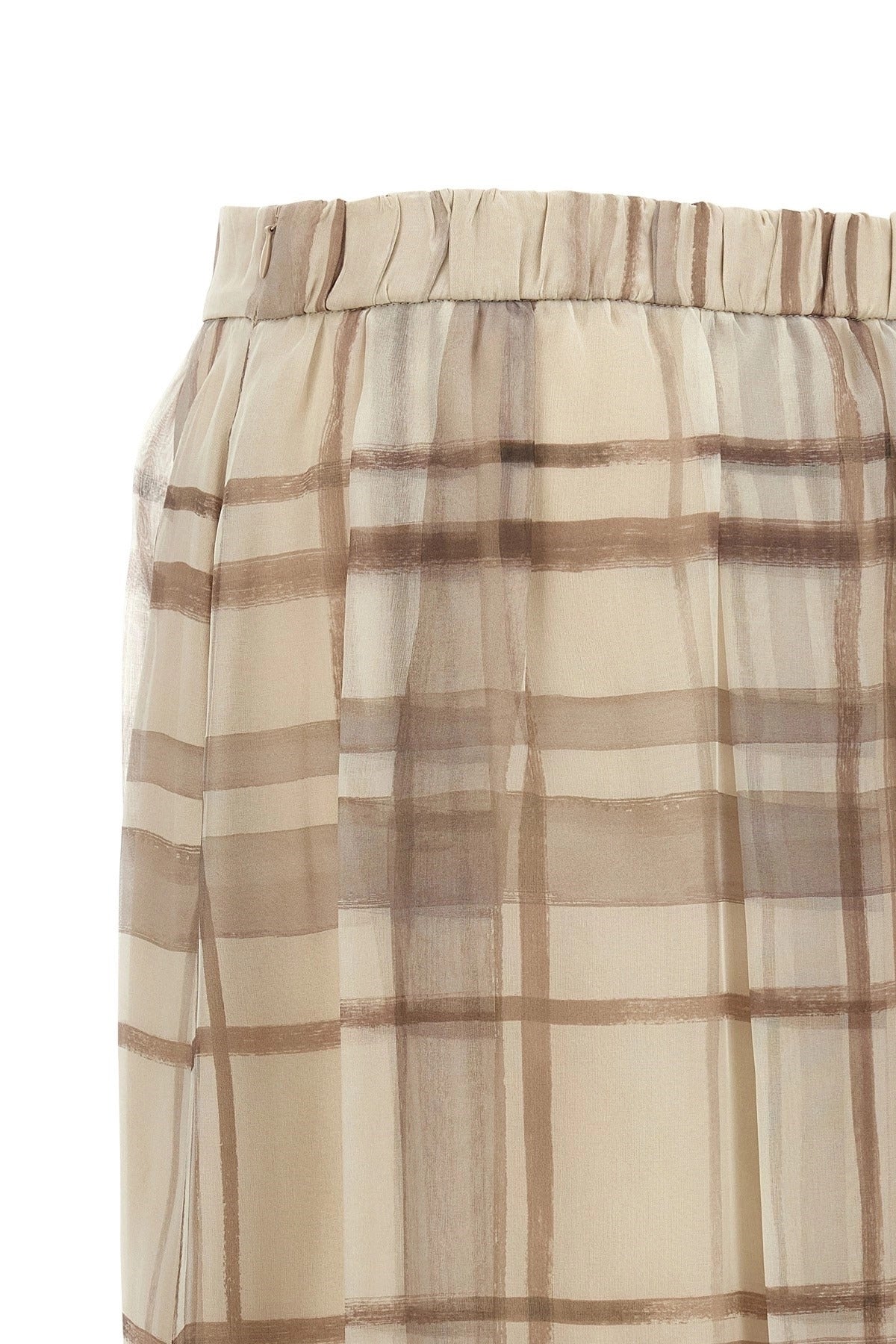 Brunello Cucinelli Pleated Check Organza Skirt