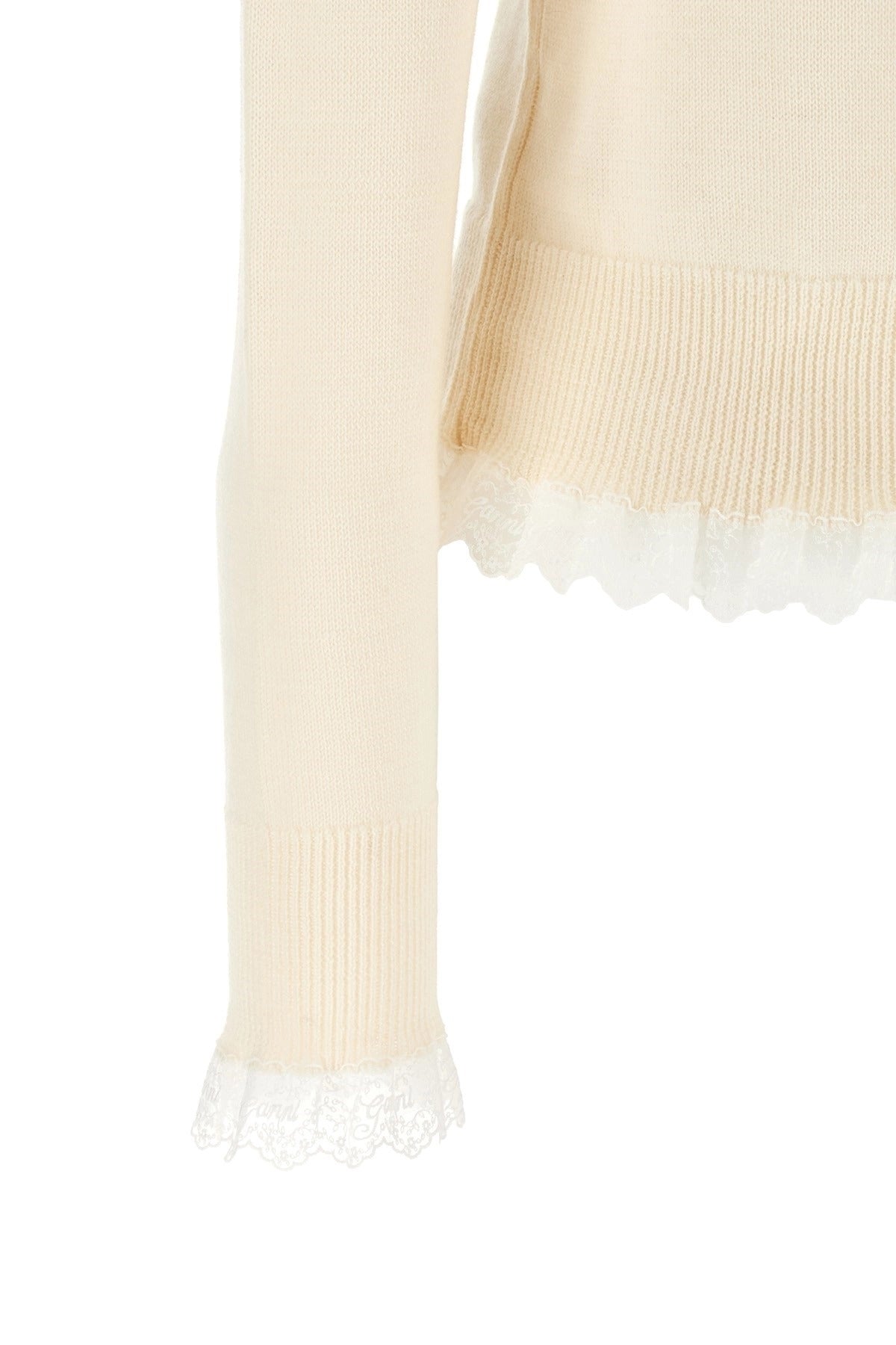 Ganni Turtleneck Sweater With Lace Trim