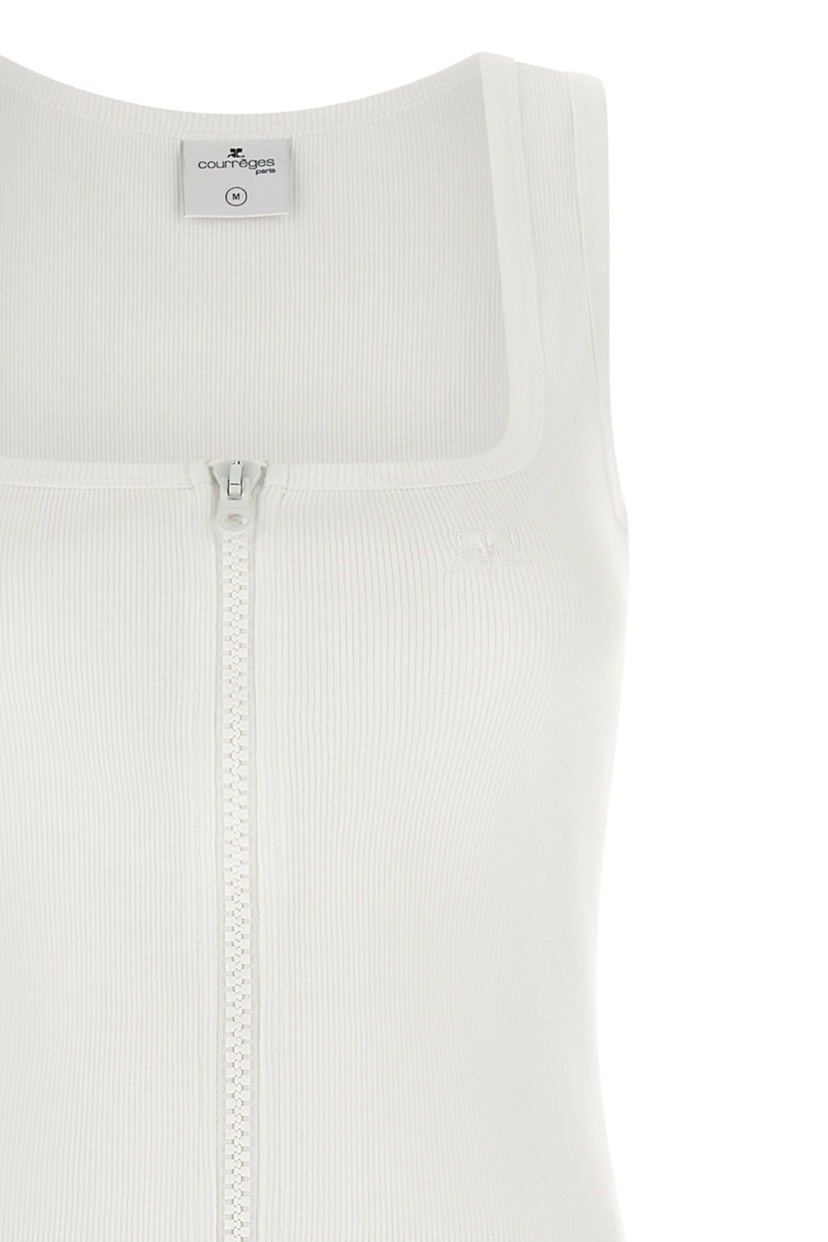 Courrèges Ribbed Zip-Front Tank Top