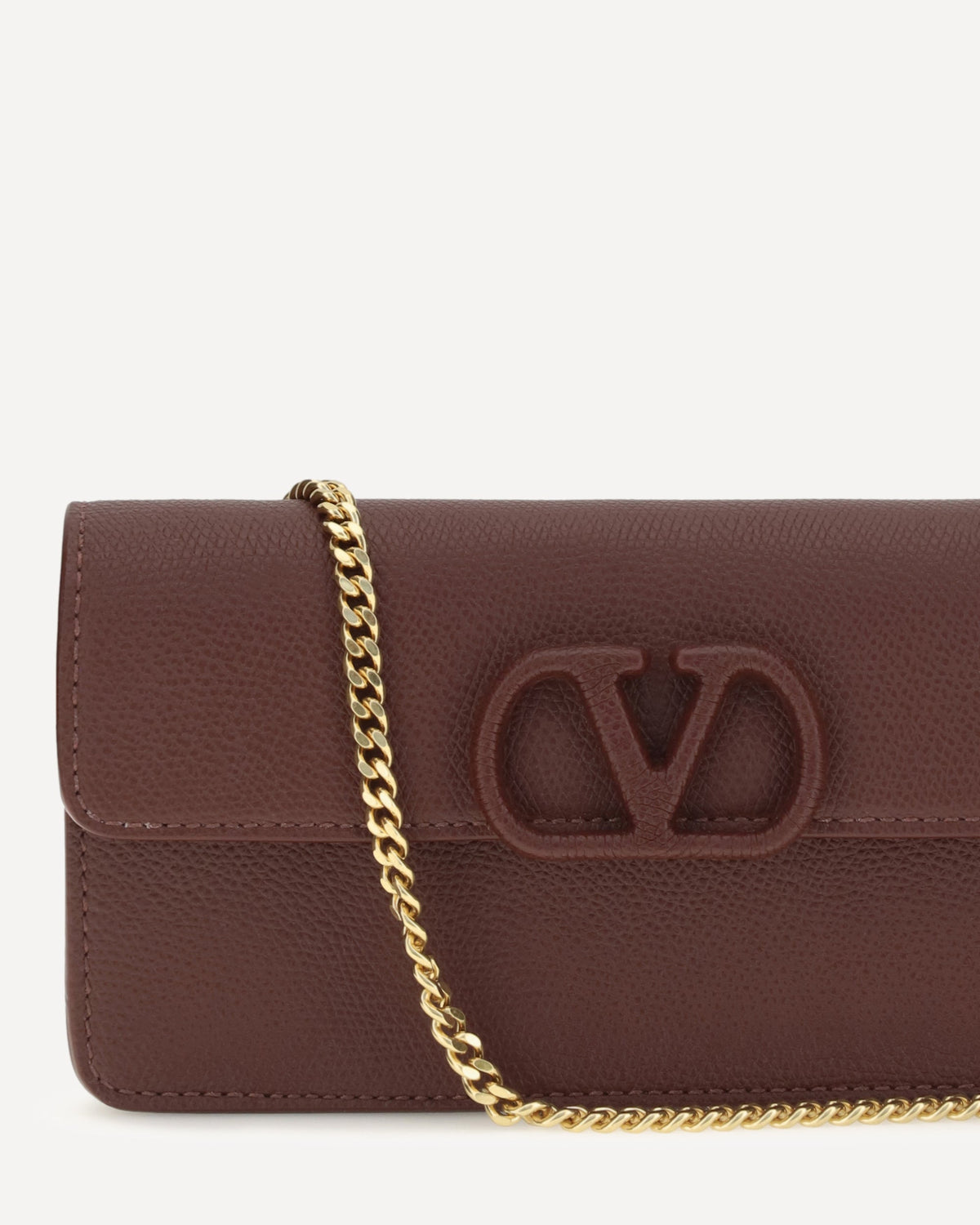 Valentino Garavani VLogo Signature Grainy Calfskin Chain Wallet