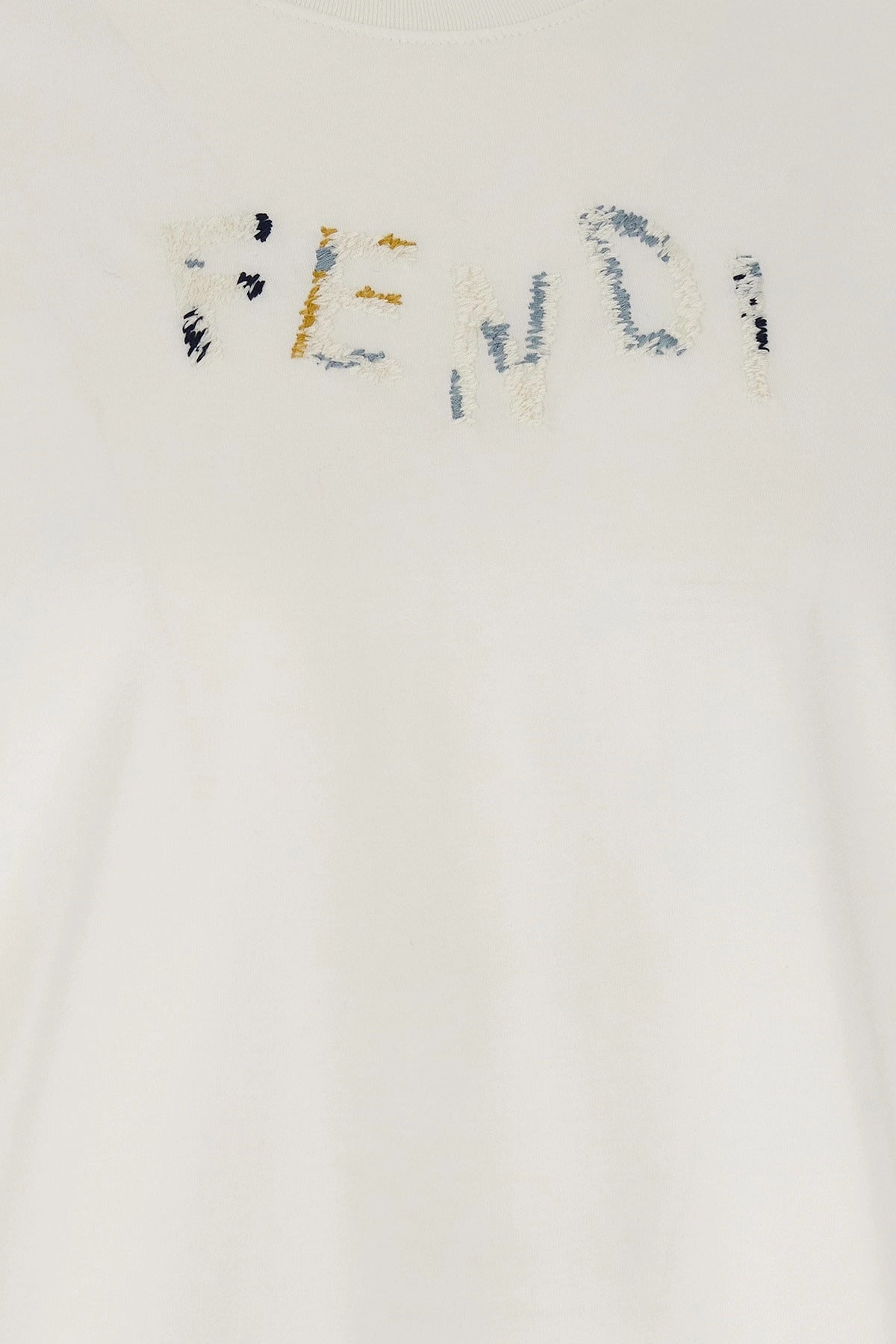 Fendi Embroidered Logo Cotton T-Shirt