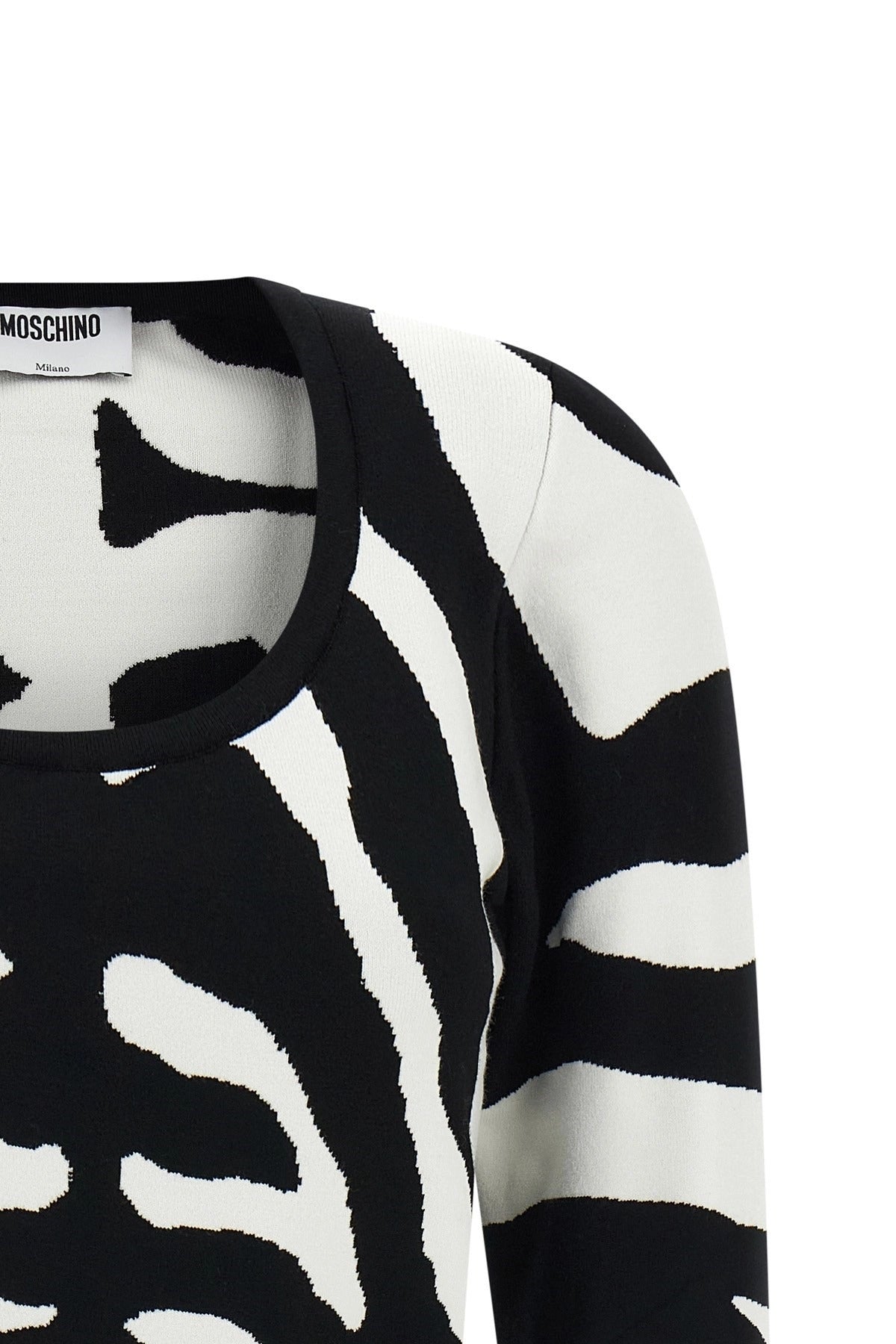 Moschino Zebra Intarsia Cropped Sweater