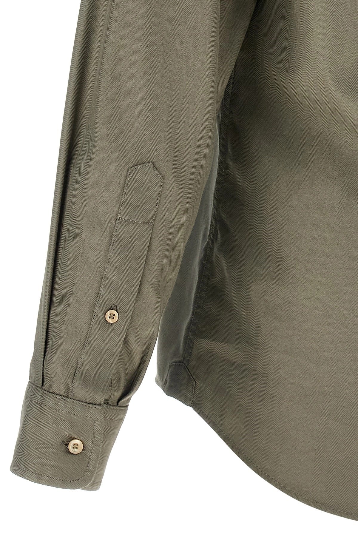 Brunello Cucinelli Green Cotton Chevron Shirt