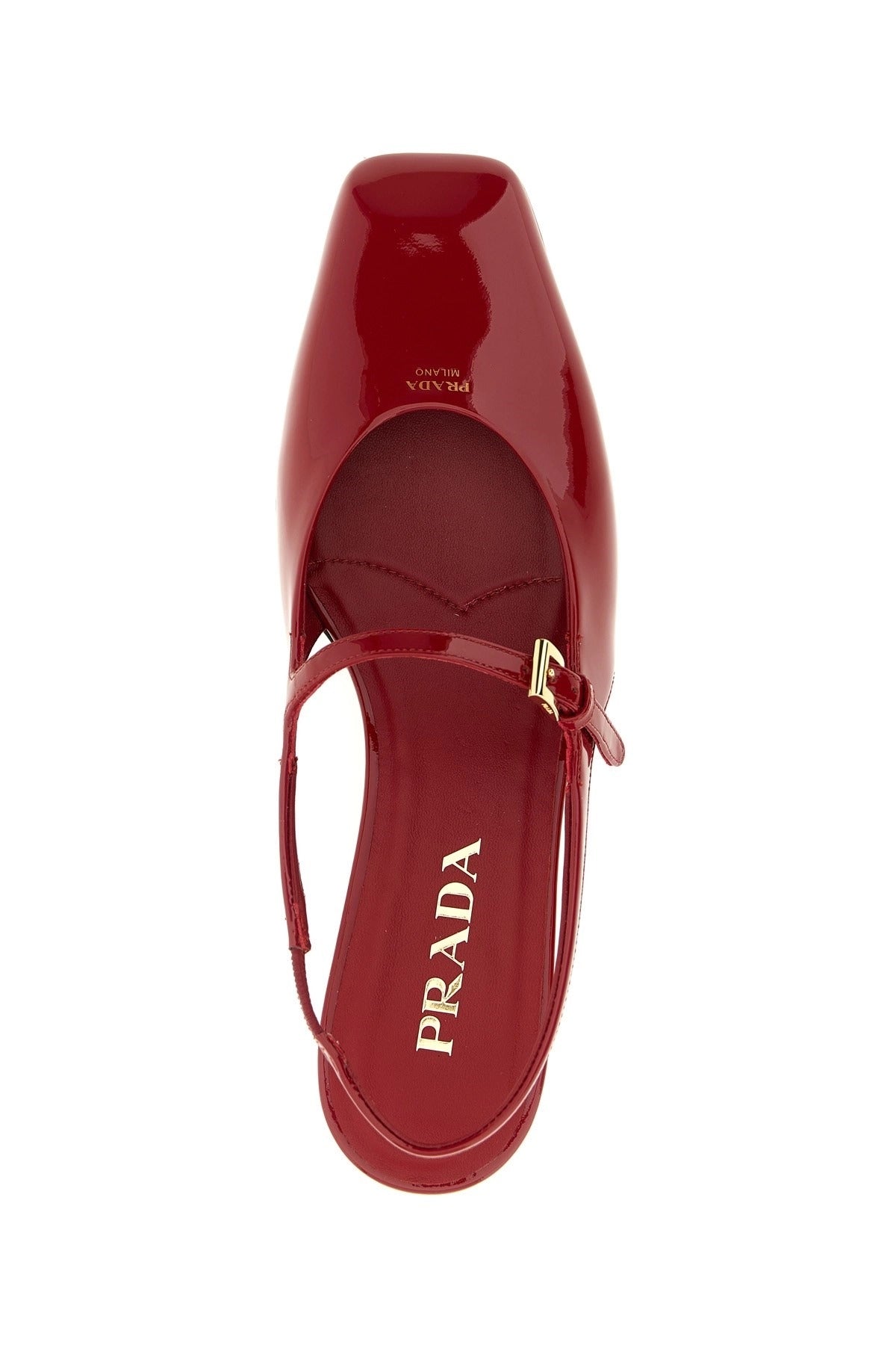 Prada Patent Leather Square-Toe Slingback