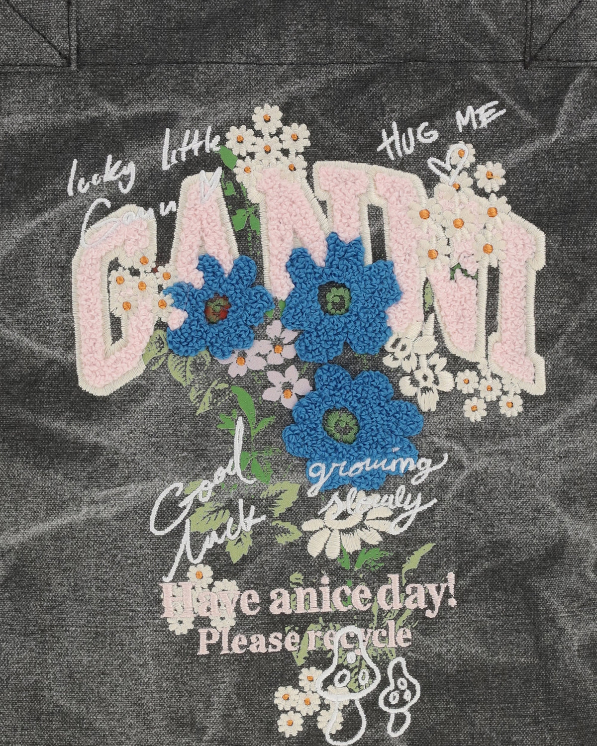 Ganni Medium Trapeze Flower-Print Shopping Bag