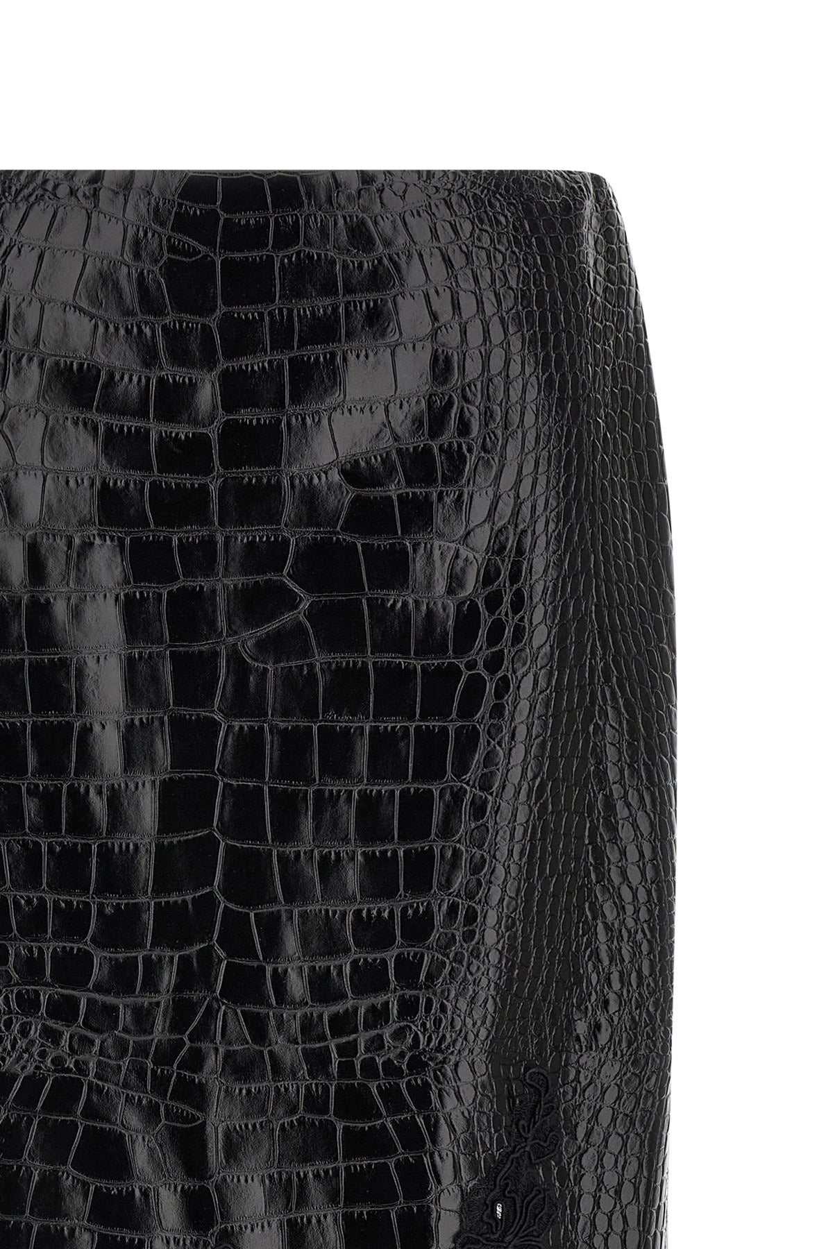 Ermanno Scervino Lace-Hem Leather Skirt