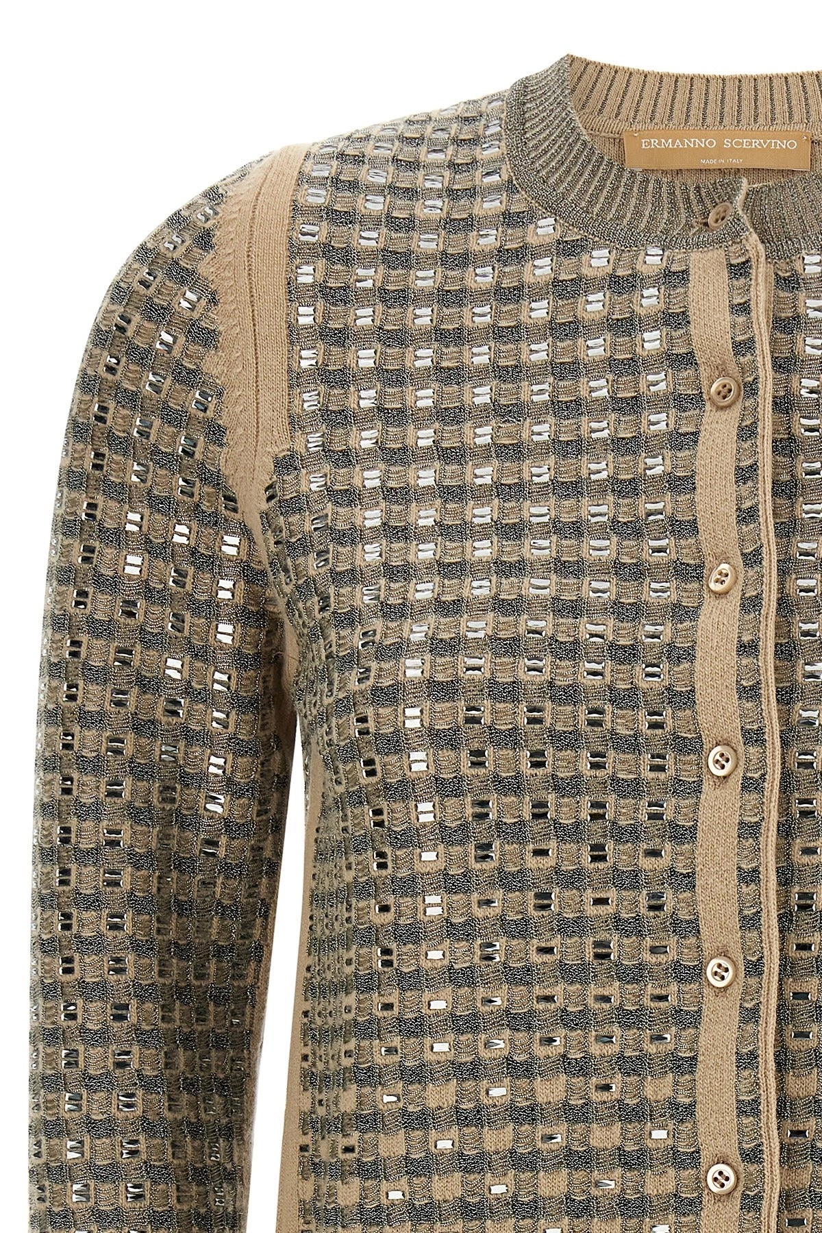 Ermanno Scervino Check Cardigan With Sequins