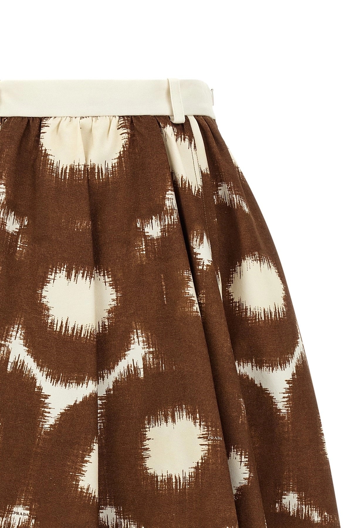 Prada Circle Print Canvas Midi Skirt