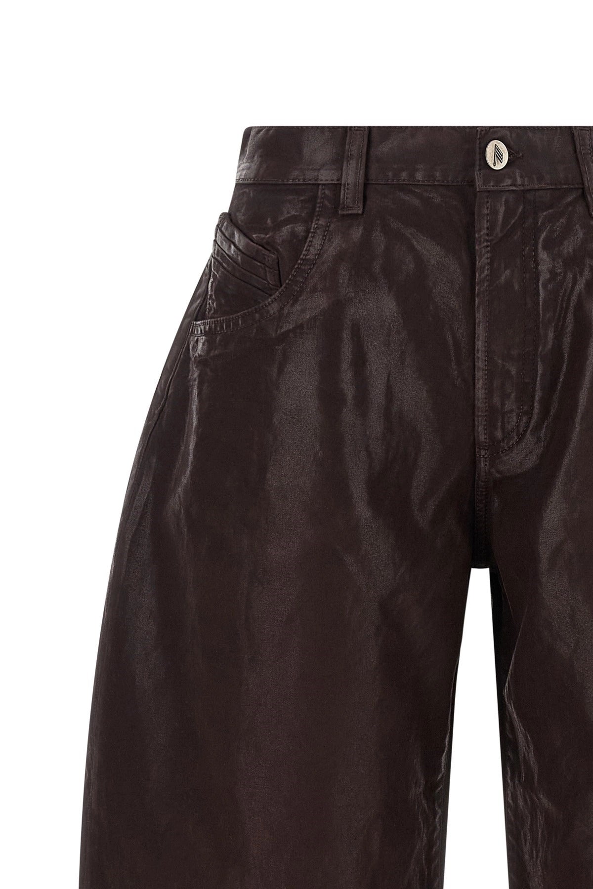 The Attico Coated Cropped Wide-Leg Pants