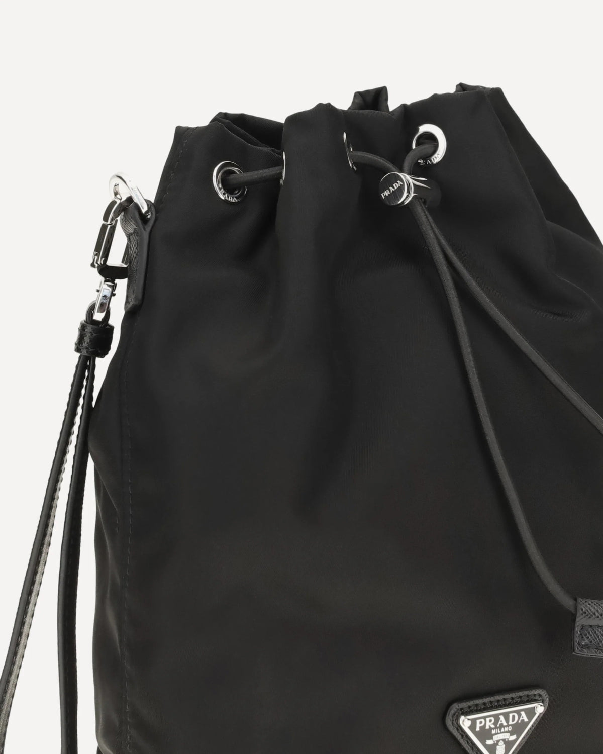 Prada Re-Nylon Saffiano Leather Bucket Bag