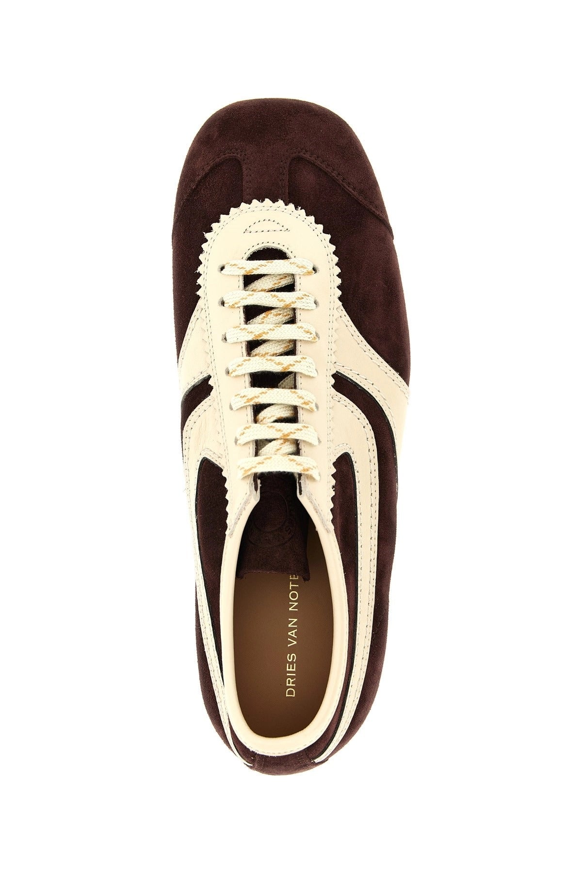 Dries Van Noten Burgundy Suede scarpe da ginnastica in pelle