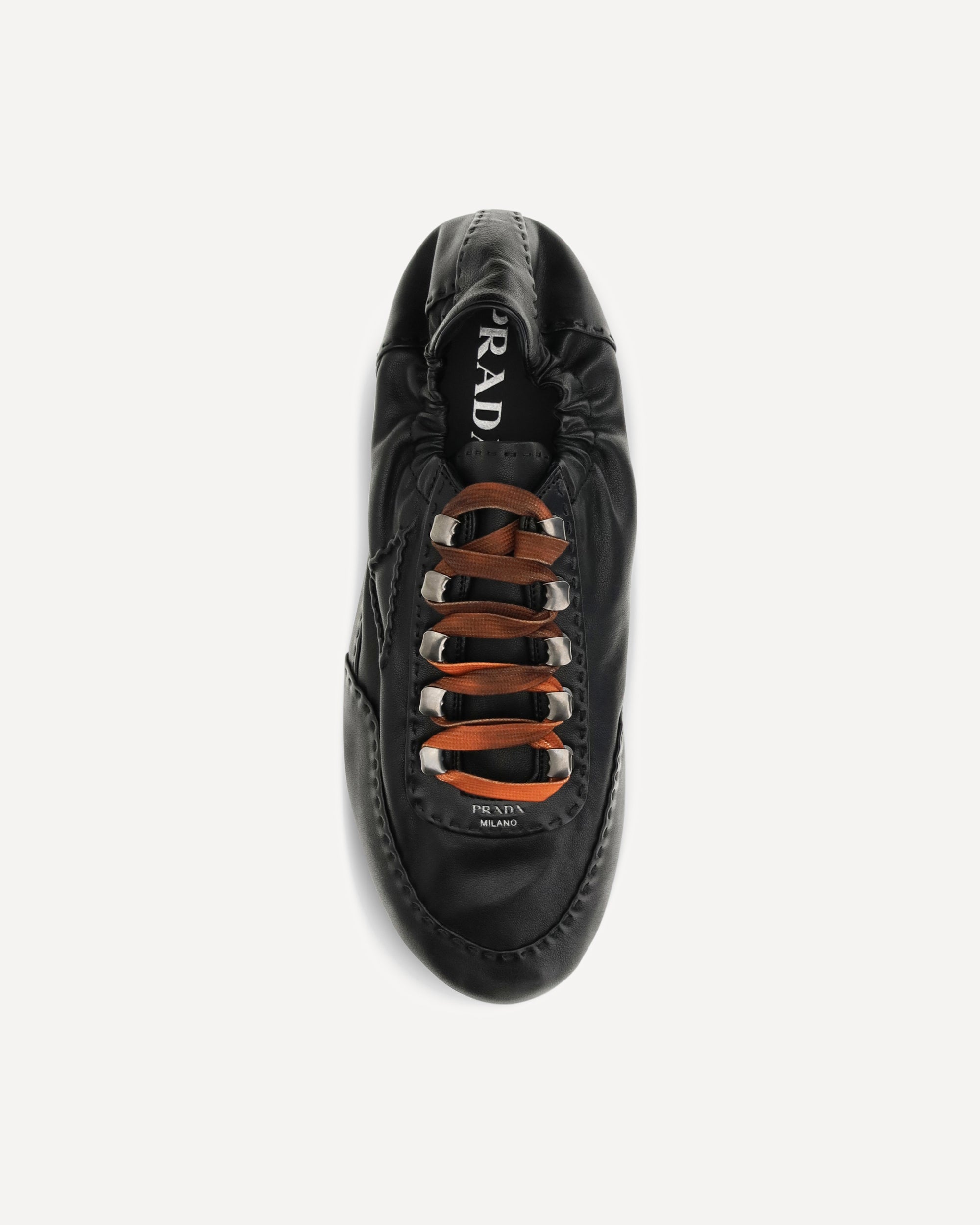 Prada Collapse Aged Nappa Leather Sneakers