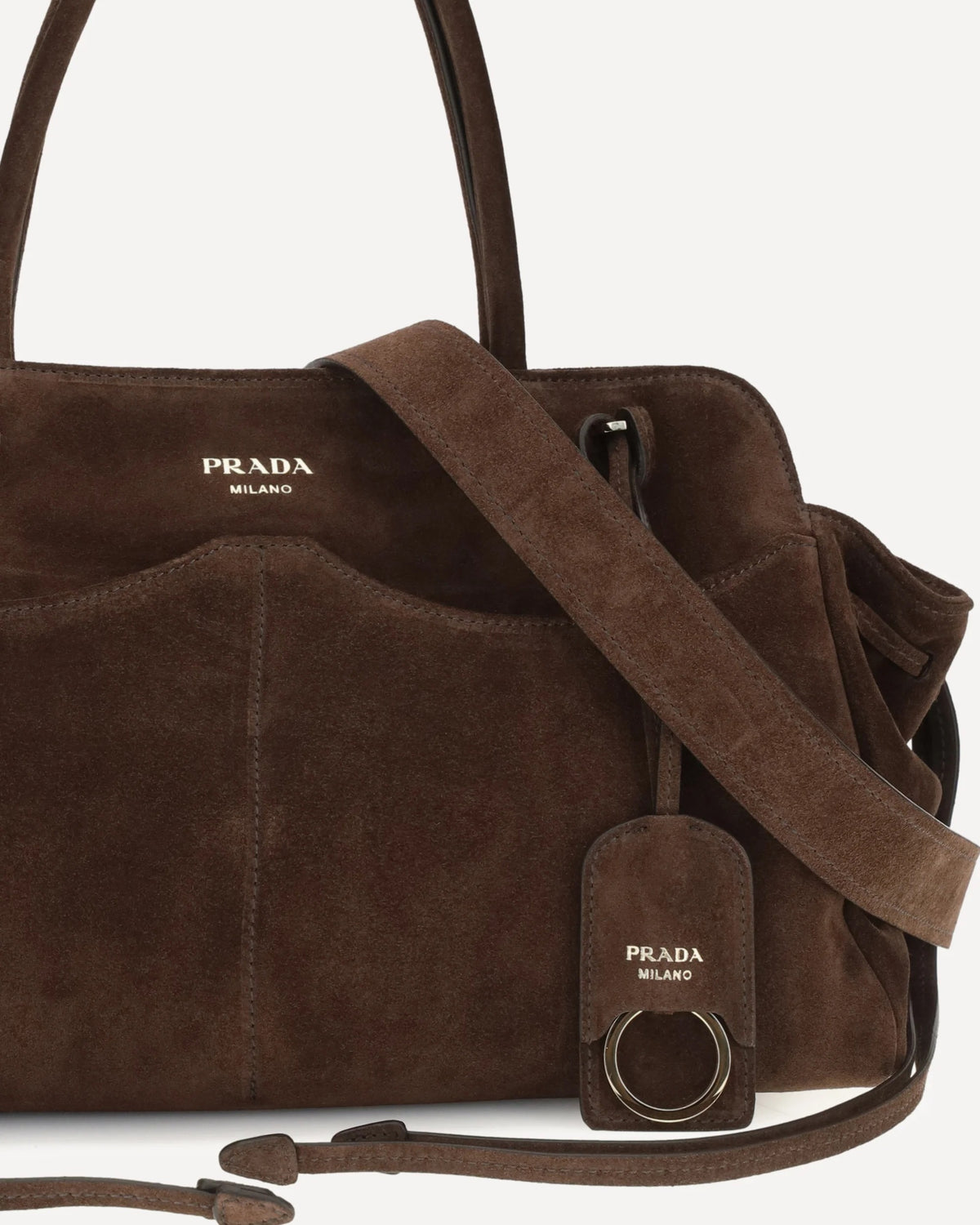 Prada Carry Large Suede Handbag