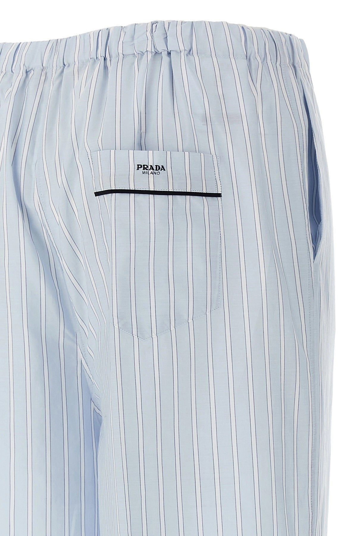 Prada Light Blue Striped Poplin Pants
