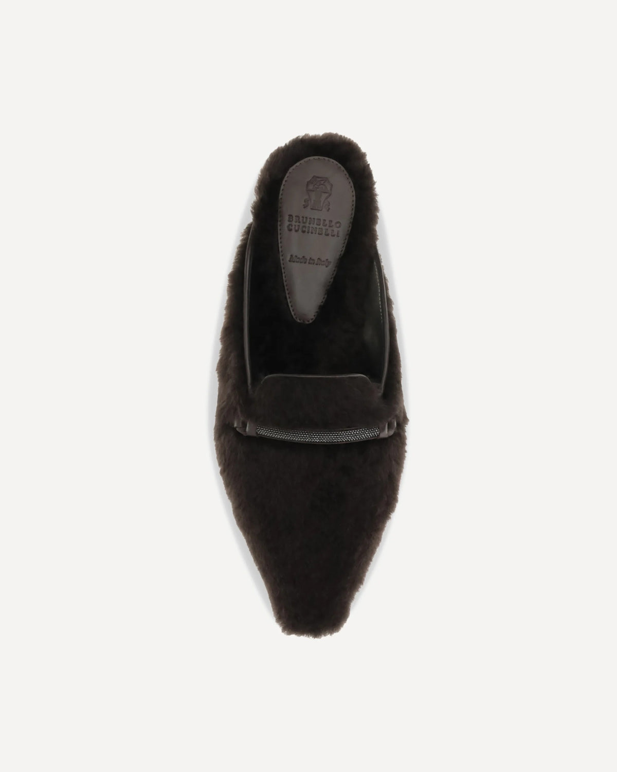 Brunello Cucinelli Shearling Ballerinas With Precious Bar