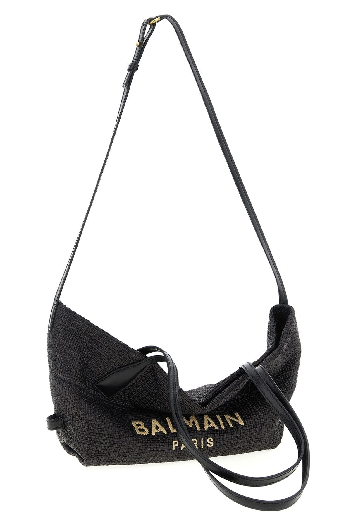 Balmain Track Small Rafia Tote Bag
