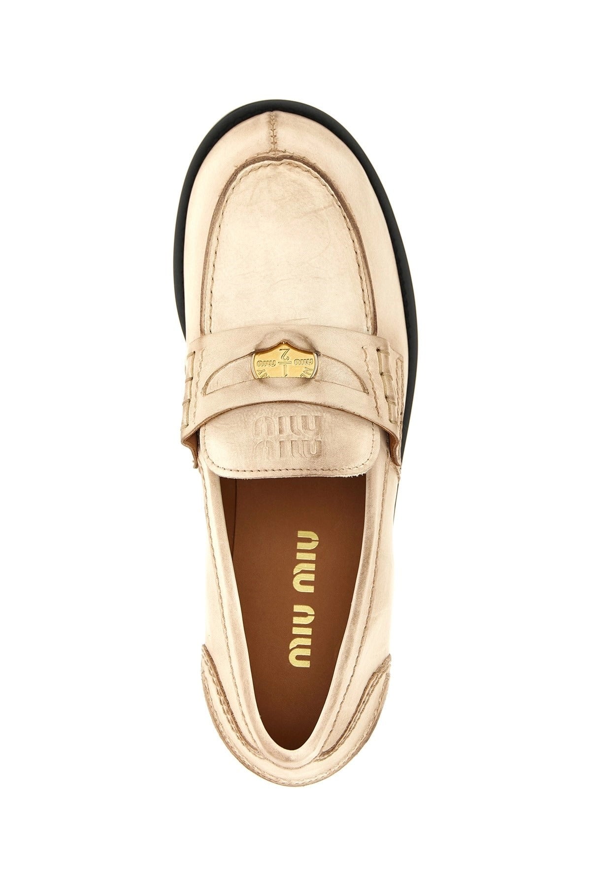 Miu Miu Waxed Leather Loafers