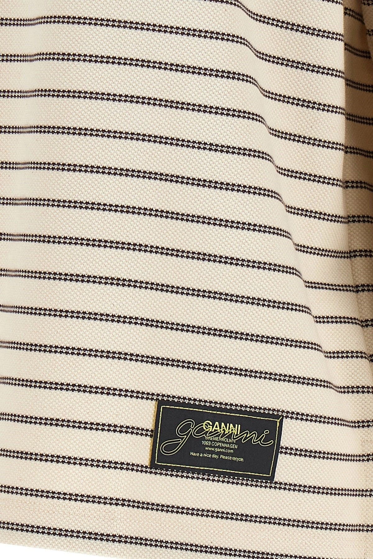 Ganni Striped Cotton Polo Shirt