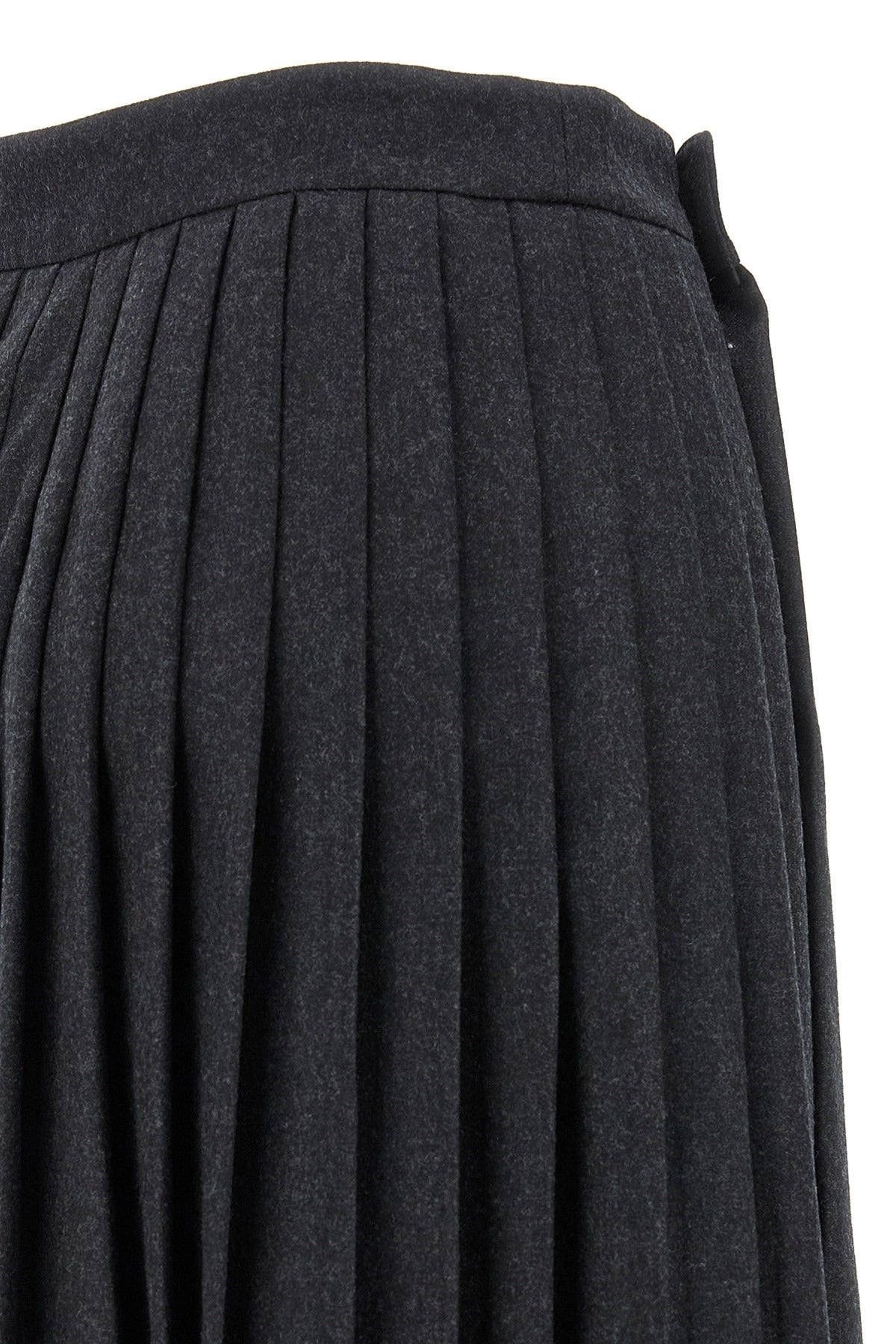 Prada Pleated Wool Midi Skirt