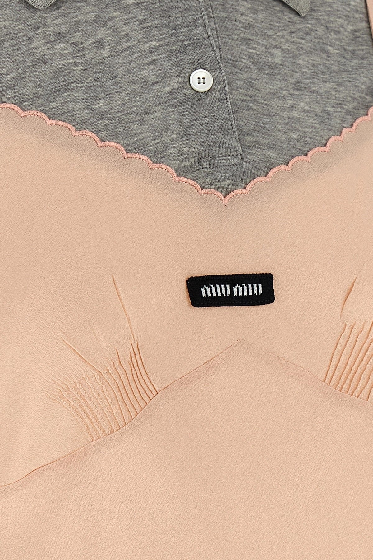 Miu Miu Silk Hybrid Polo Top
