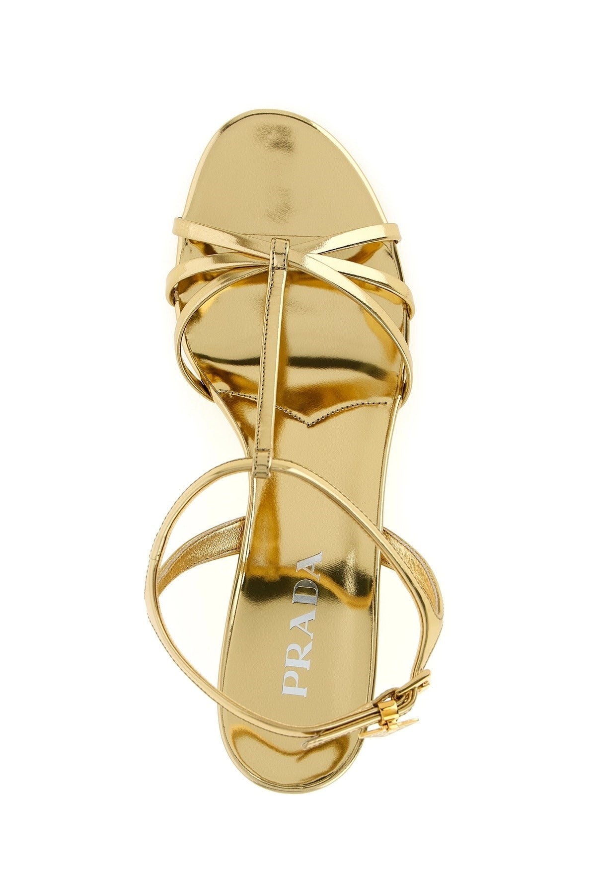 Prada Laminated Leather Wedge Sandals