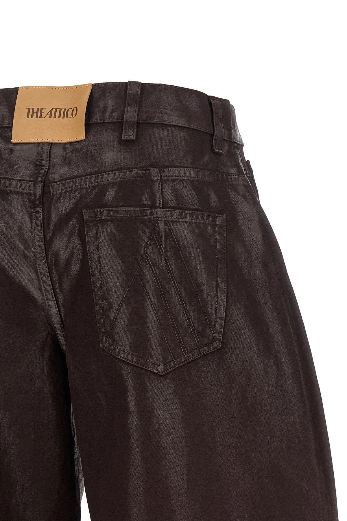 The Attico Coated Cropped Wide-Leg Pants