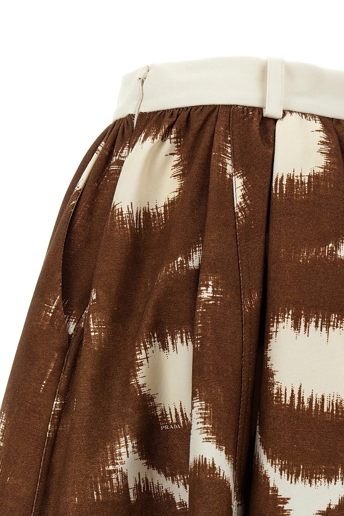 Prada Circle Print Canvas Midi Skirt
