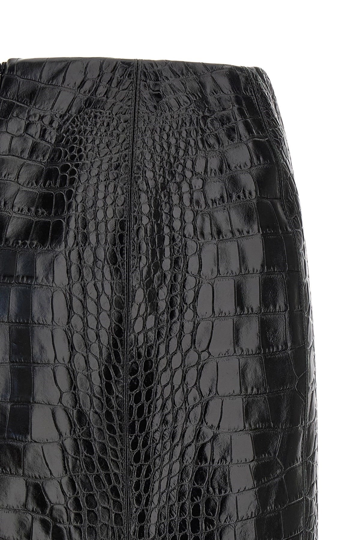 Ermanno Scervino Lace-Hem Leather Skirt