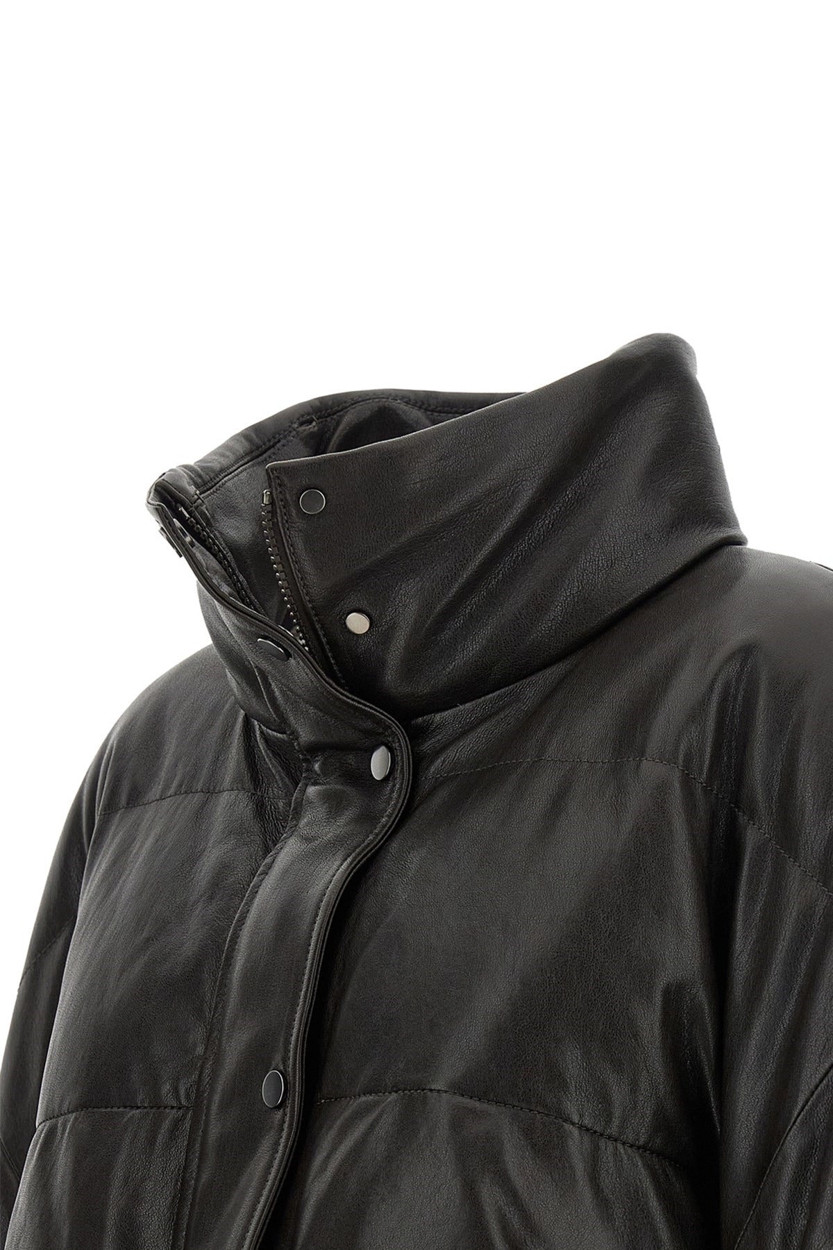 Brunello Cucinelli Kurz geschnittene wattierte Lederjacke