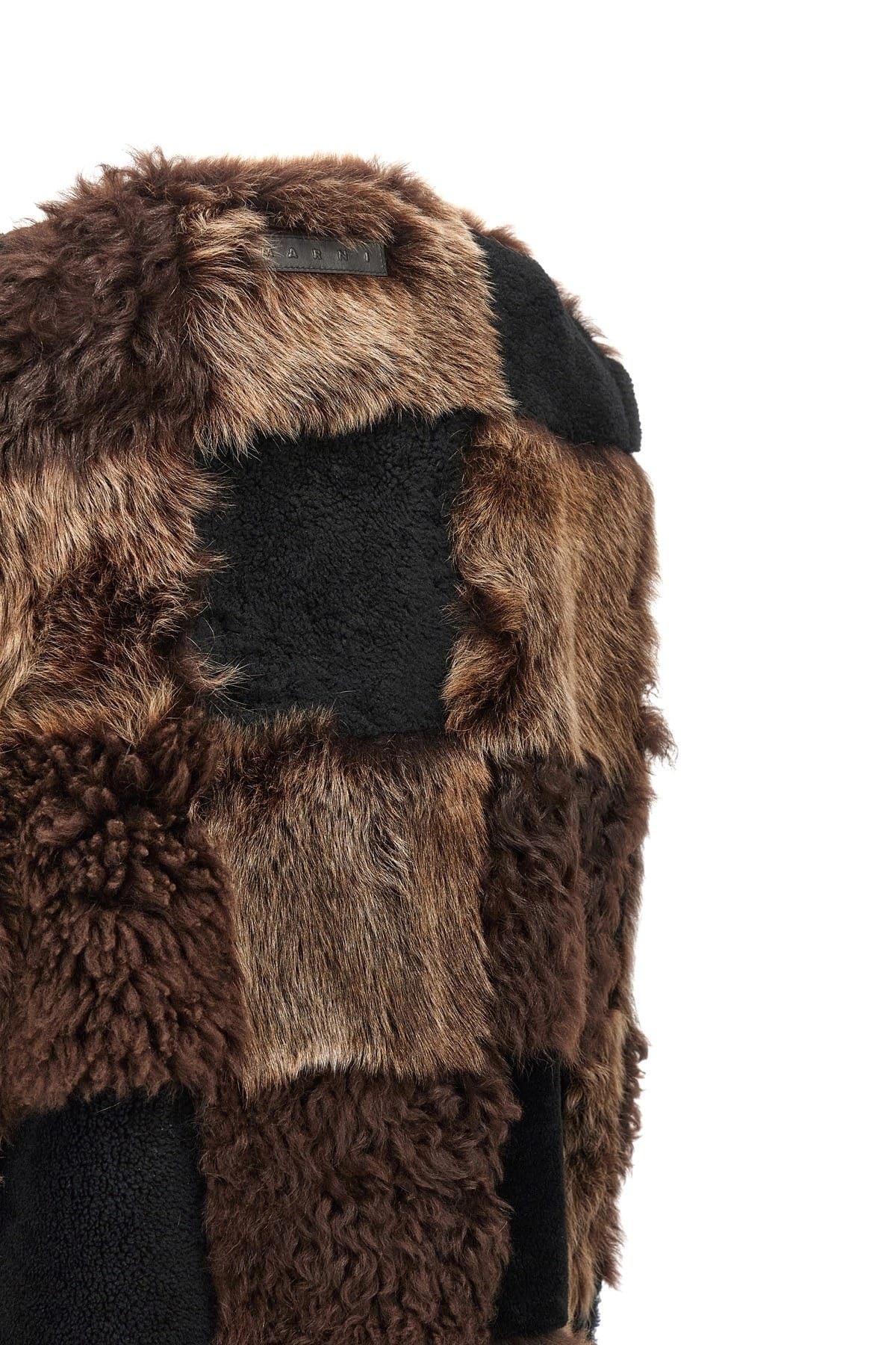 Marni Long Checkerboard Shearling Vest