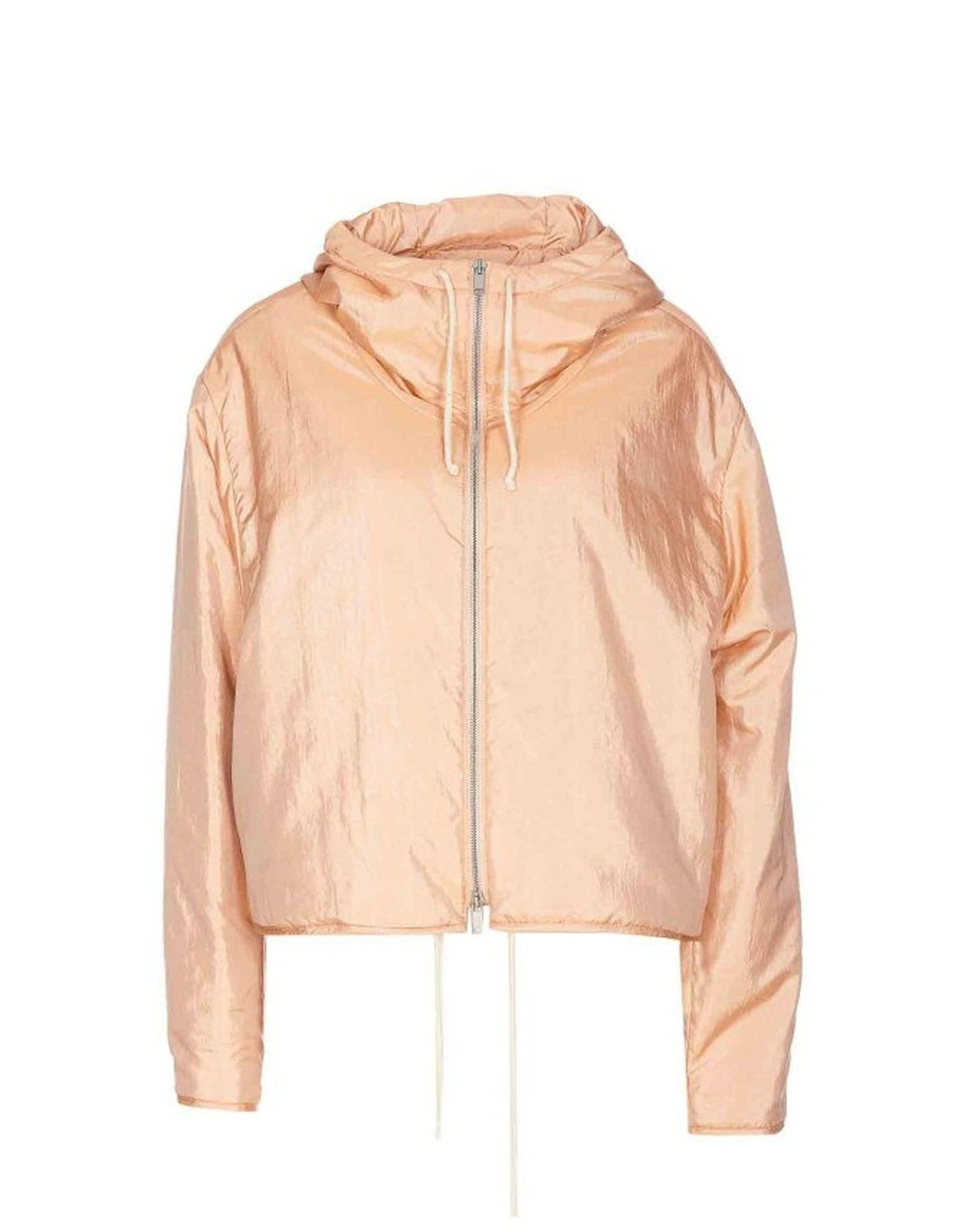 Jil Sander Blend Silk Zip-Up Hooded Jacket