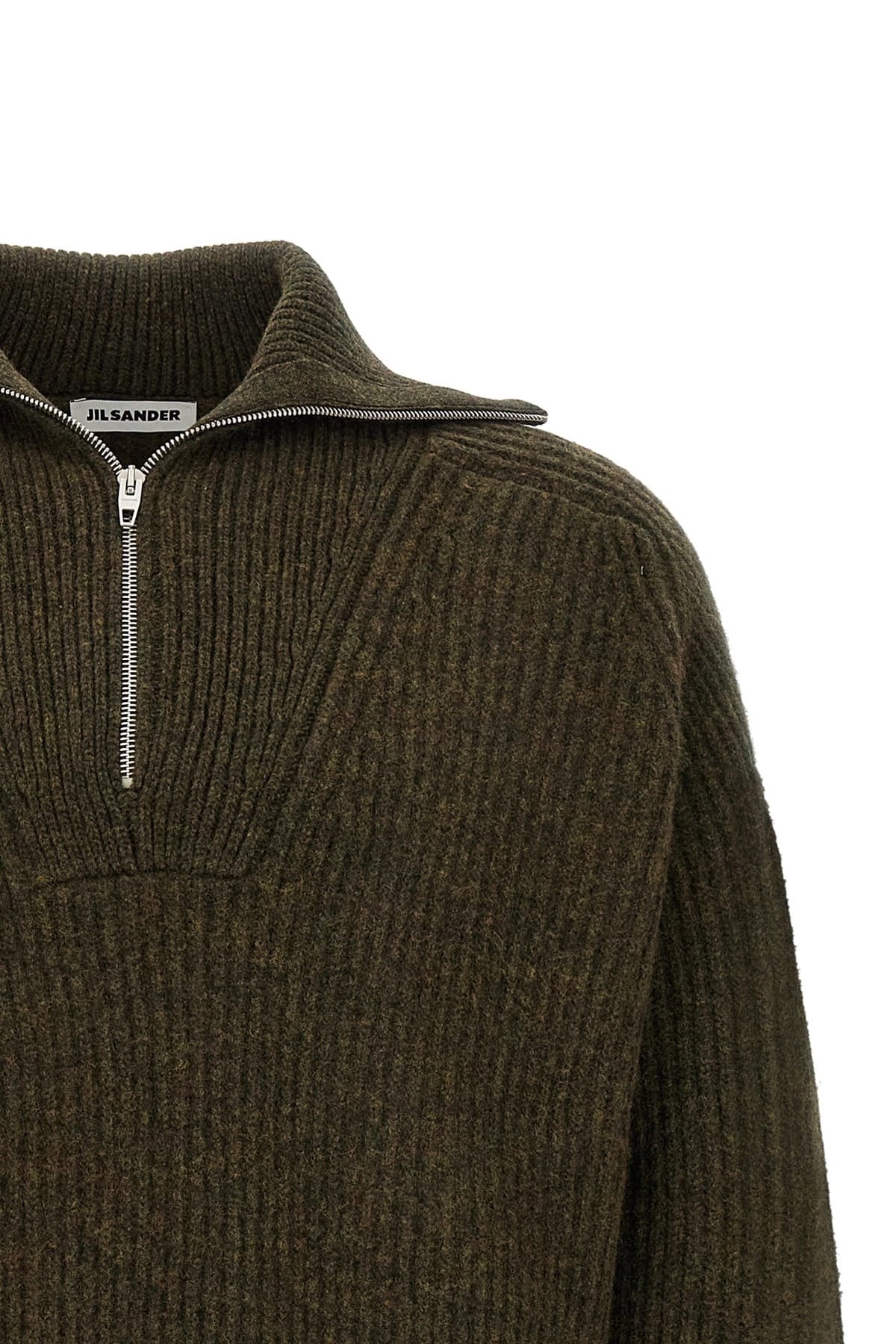Jil Sander Jil Sander Half-Zip Ribbed Wool Sweater